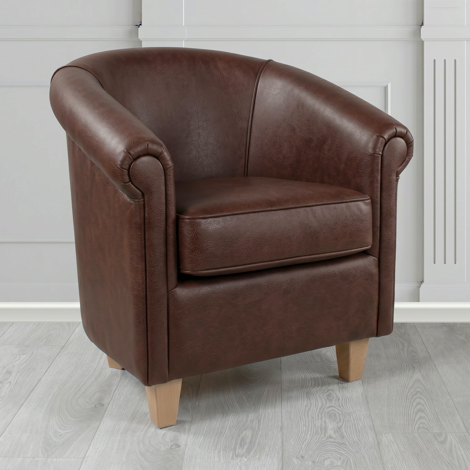 Siena Tub Chair in Crest Leather Saloon Semi-Aniline Crib 5 Genuine Leather