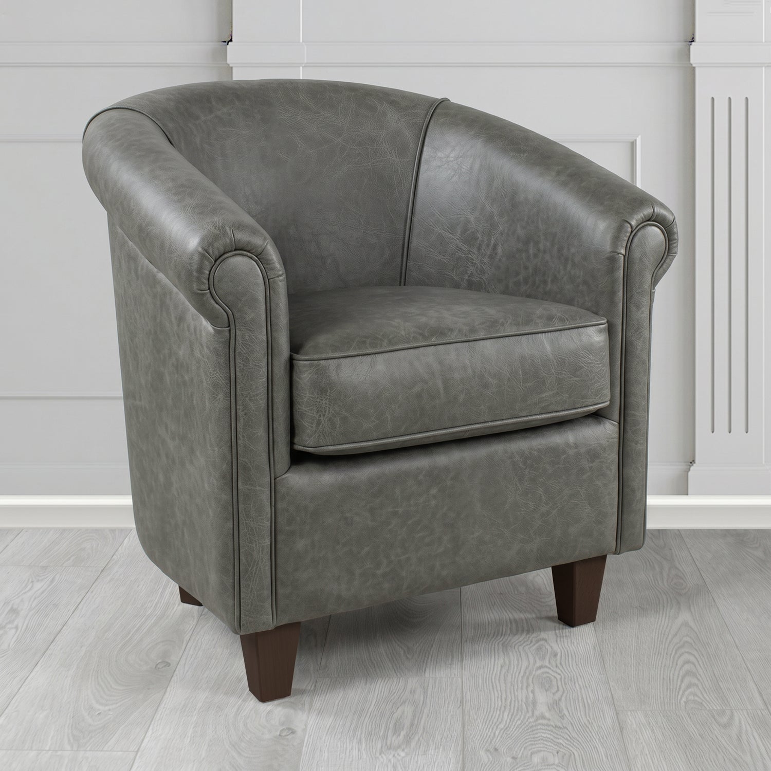 Siena Tub Chair in Crest Leather Saloon Semi-Aniline Crib 5 Genuine Leather