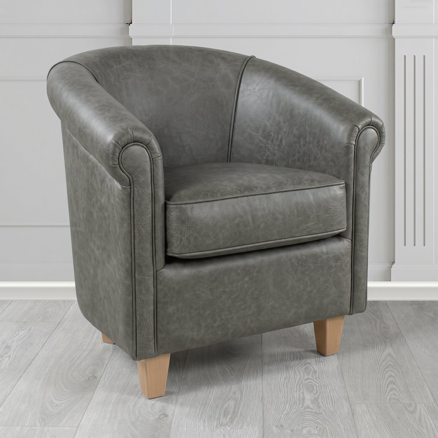 Siena Tub Chair in Crest Leather Saloon Semi-Aniline Crib 5 Genuine Leather