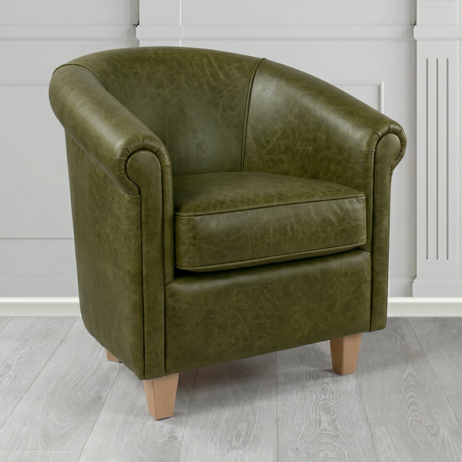 Siena Tub Chair in Crest Leather Saloon Semi-Aniline Crib 5 Genuine Leather