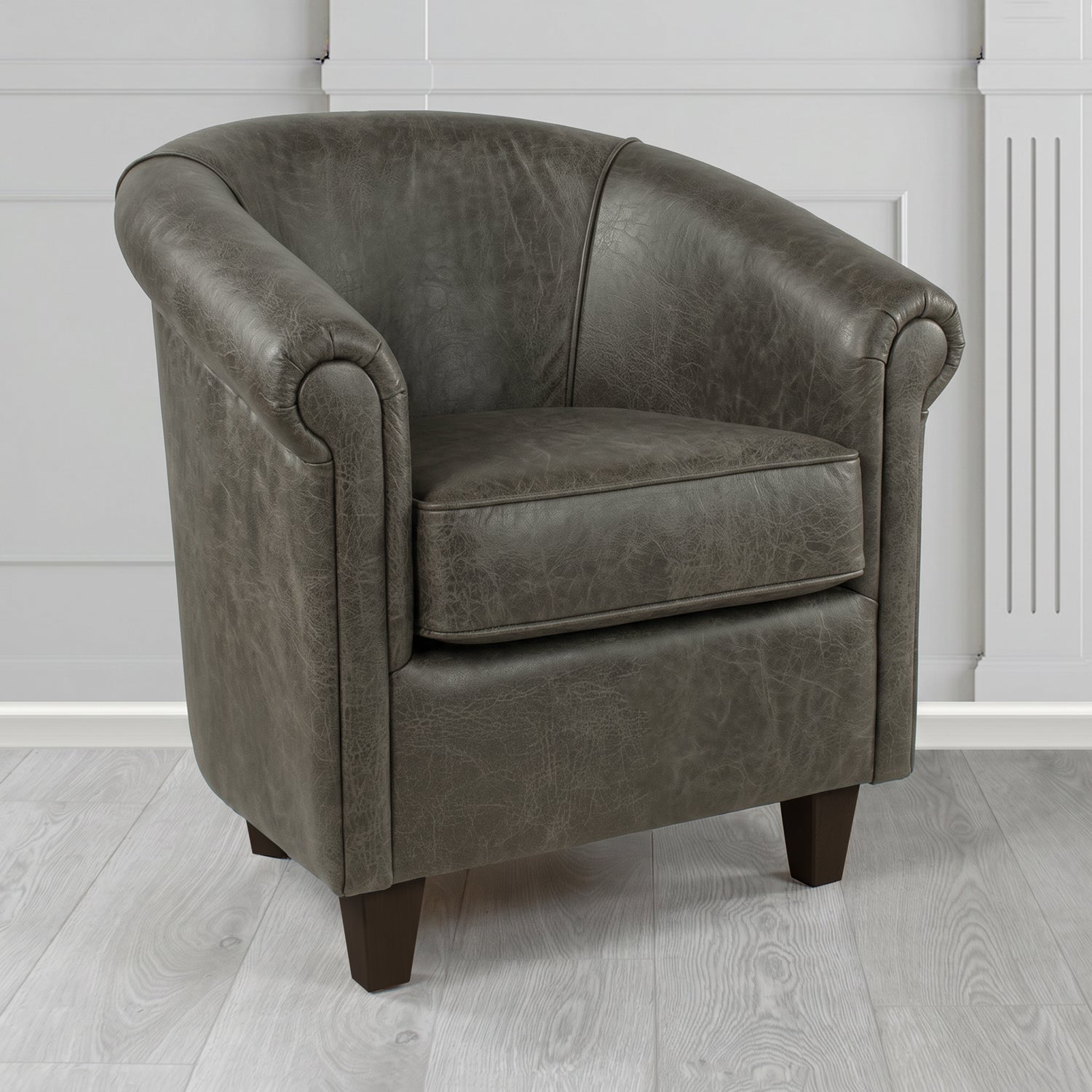 Siena Tub Chair in Crest Leather Saloon Semi-Aniline Crib 5 Genuine Leather