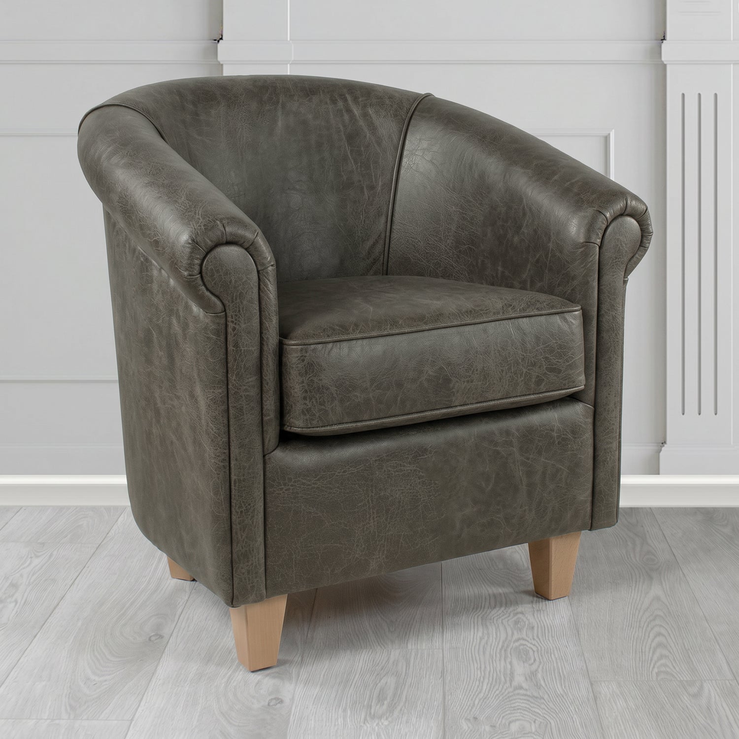 Siena Tub Chair in Crest Leather Saloon Semi-Aniline Crib 5 Genuine Leather