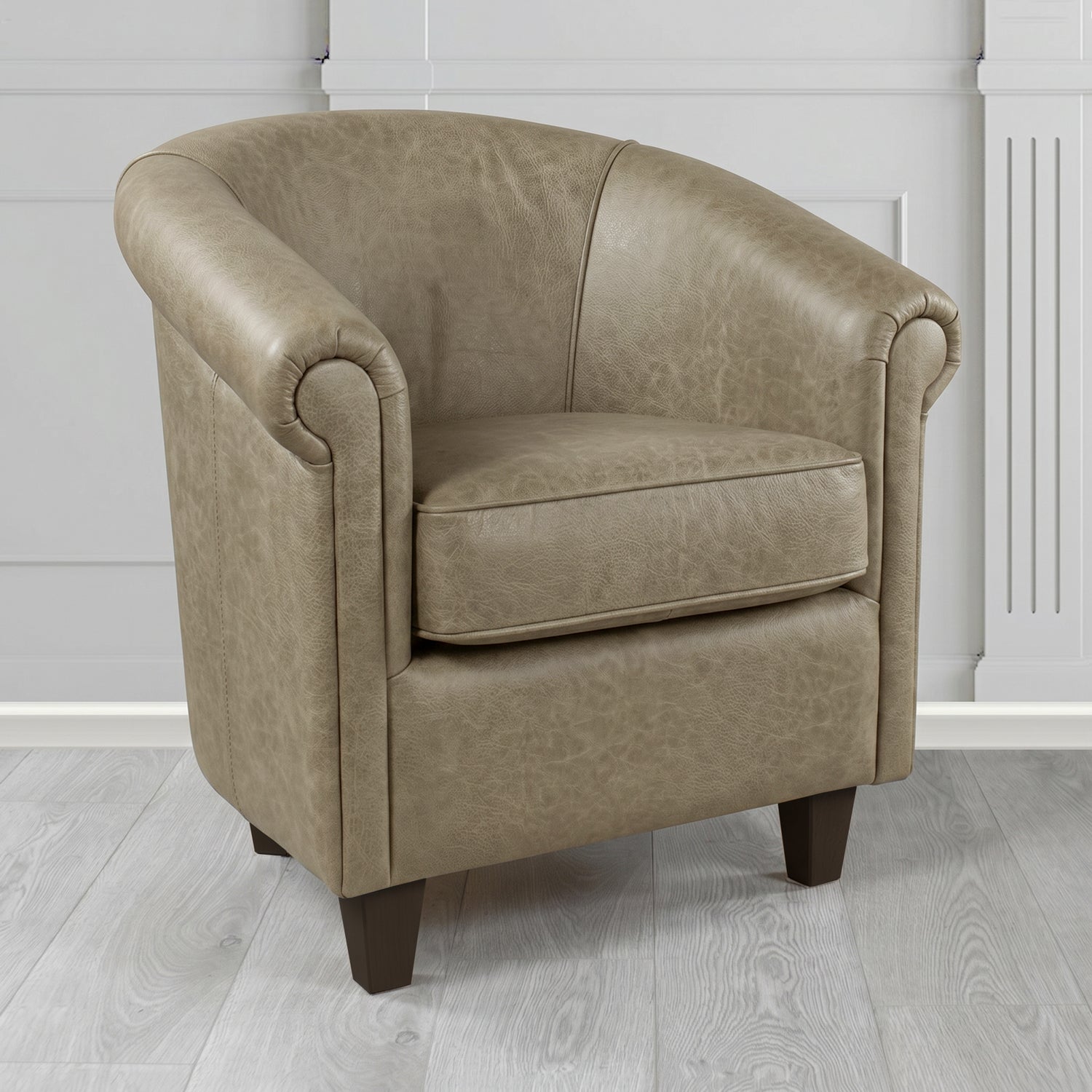 Siena Tub Chair in Crest Leather Saloon Semi-Aniline Crib 5 Genuine Leather