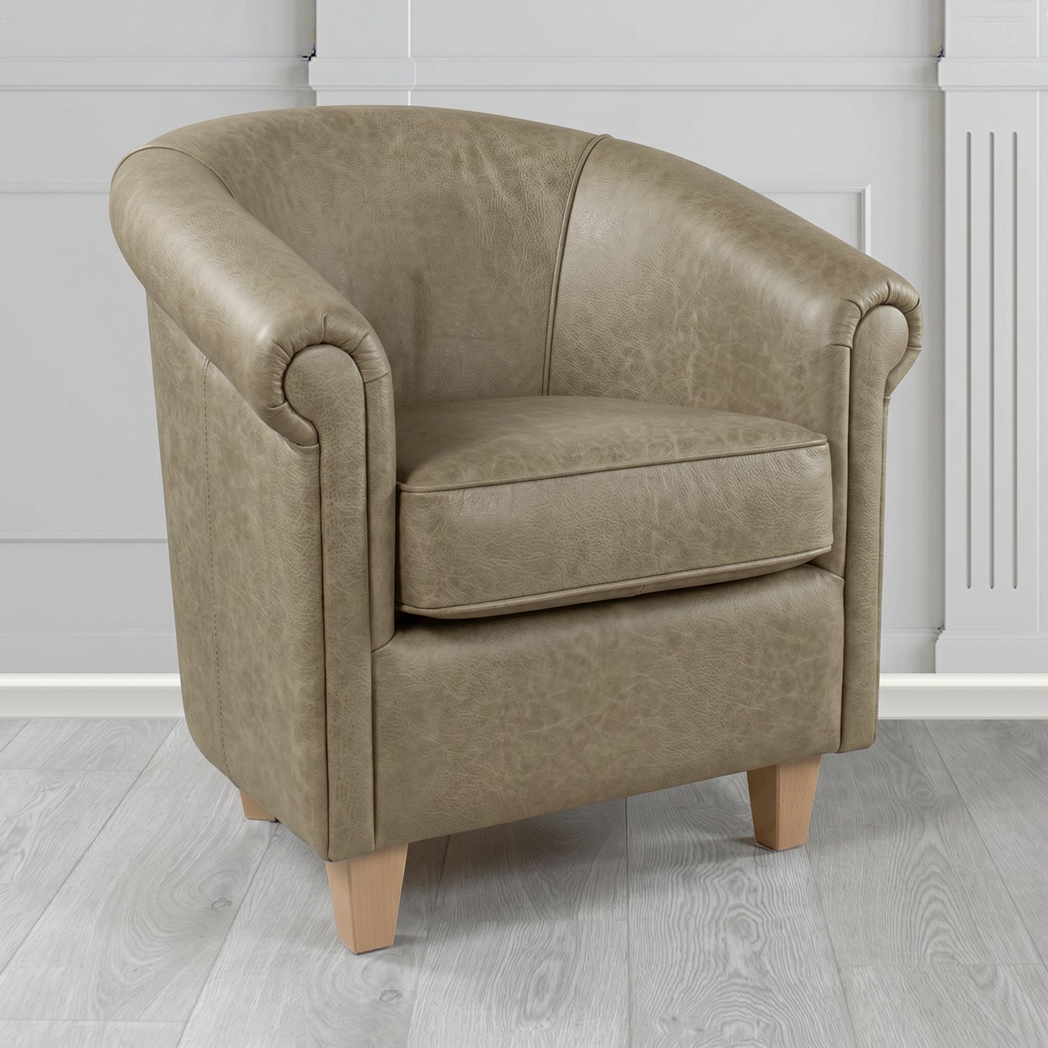 Siena Tub Chair in Crest Leather Saloon Semi-Aniline Crib 5 Genuine Leather