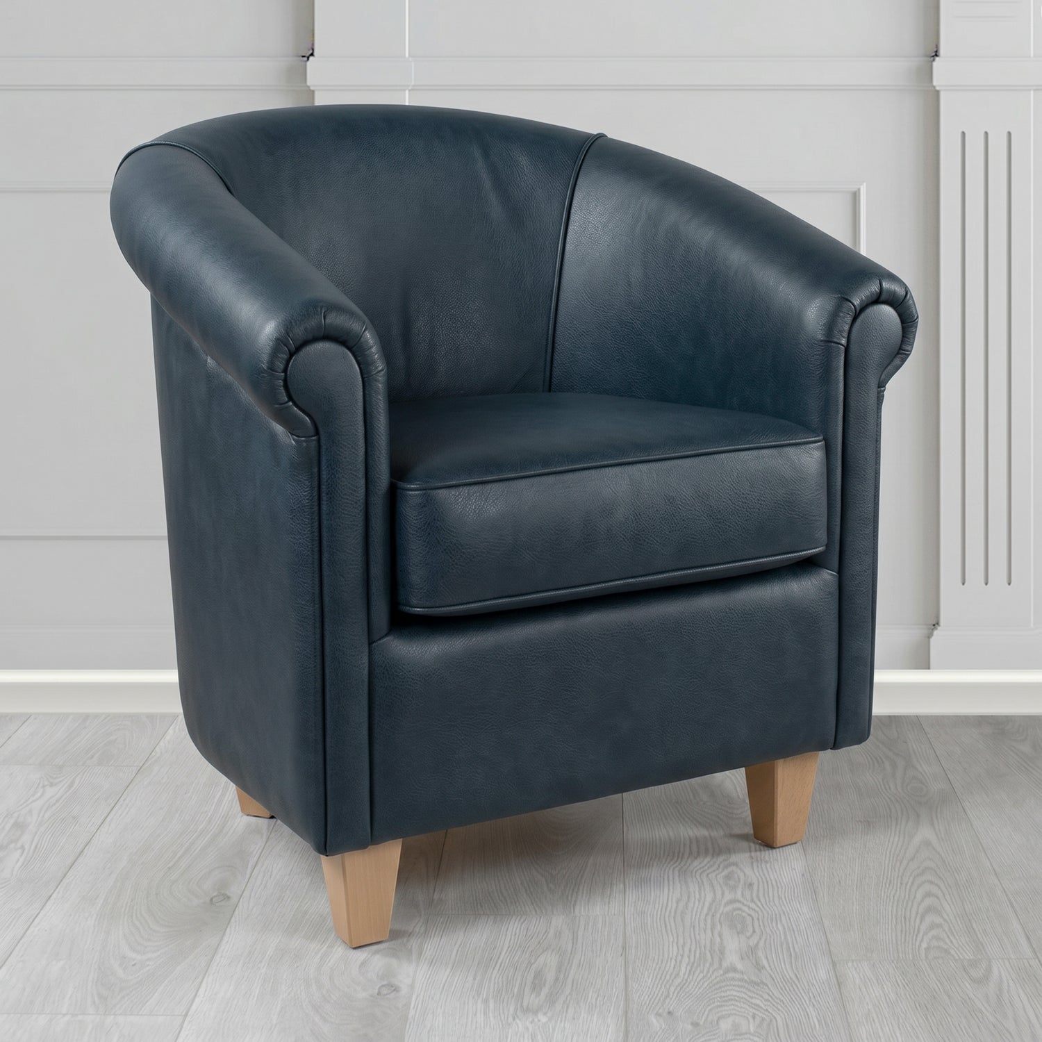 Siena Tub Chair in Crest Leather Saloon Semi-Aniline Crib 5 Genuine Leather