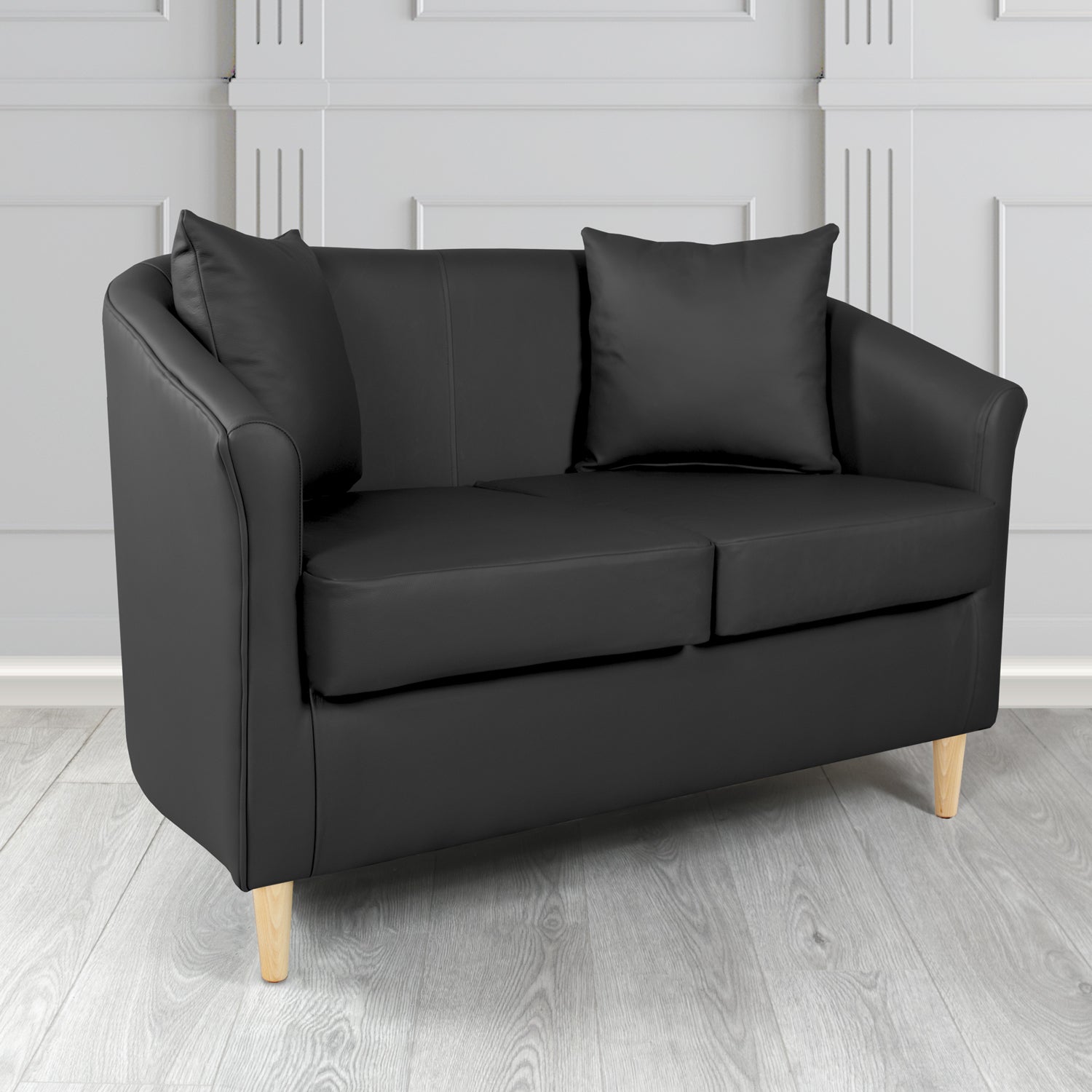 St Tropez 2 Seater Tub Sofa in Madrid Faux Leather with Scatter Cushions