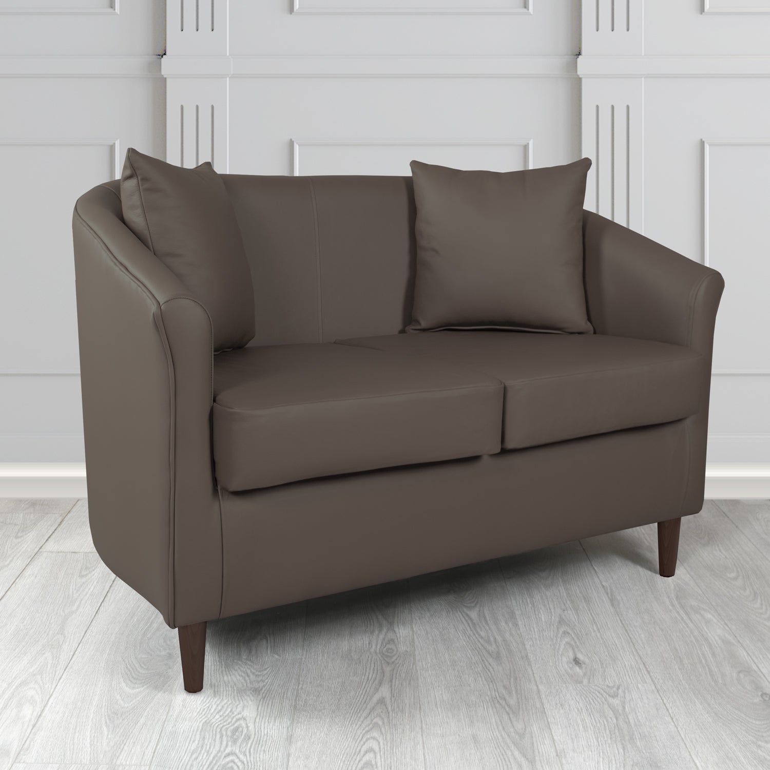St Tropez 2 Seater Tub Sofa in Madrid Faux Leather with Scatter Cushions