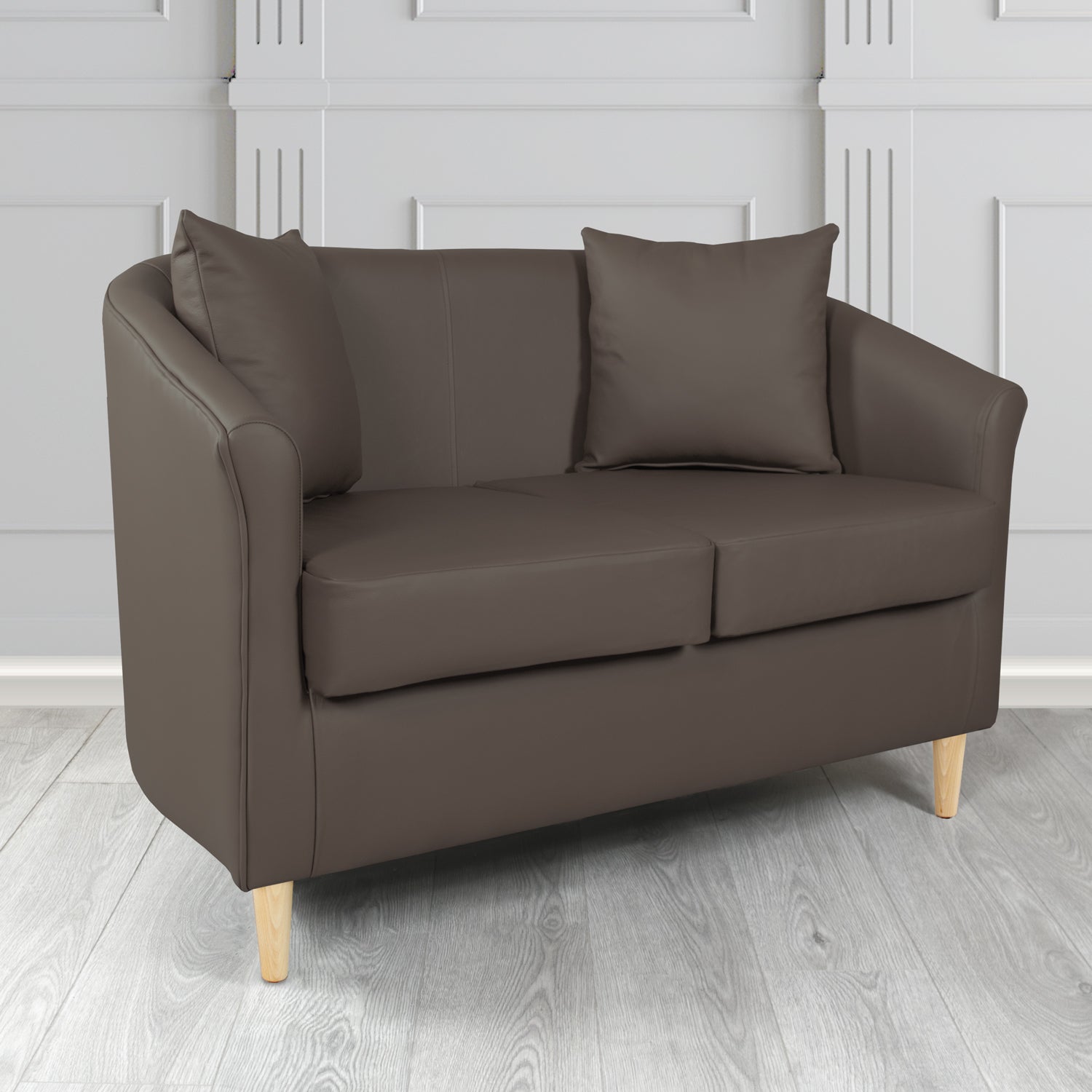 St Tropez 2 Seater Tub Sofa in Madrid Faux Leather with Scatter Cushions