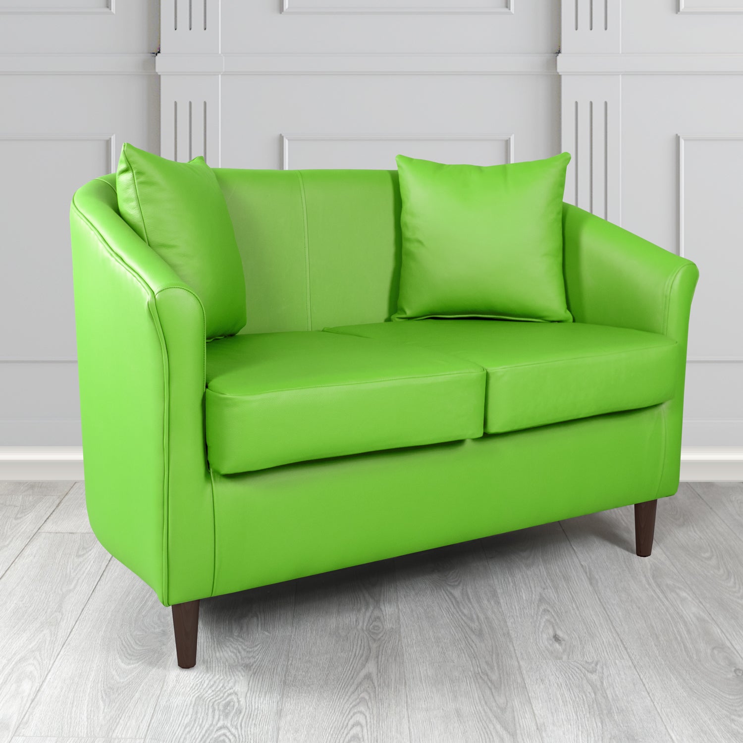 St Tropez 2 Seater Tub Sofa in Madrid Faux Leather with Scatter Cushions