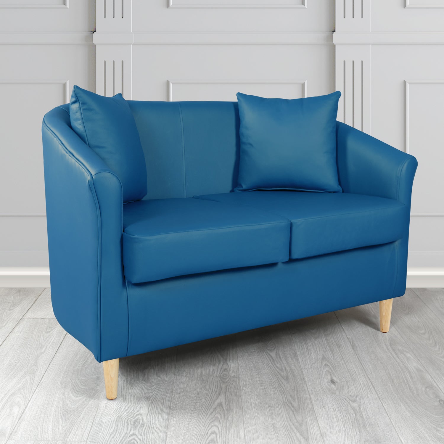 St Tropez 2 Seater Tub Sofa in Madrid Faux Leather with Scatter Cushions