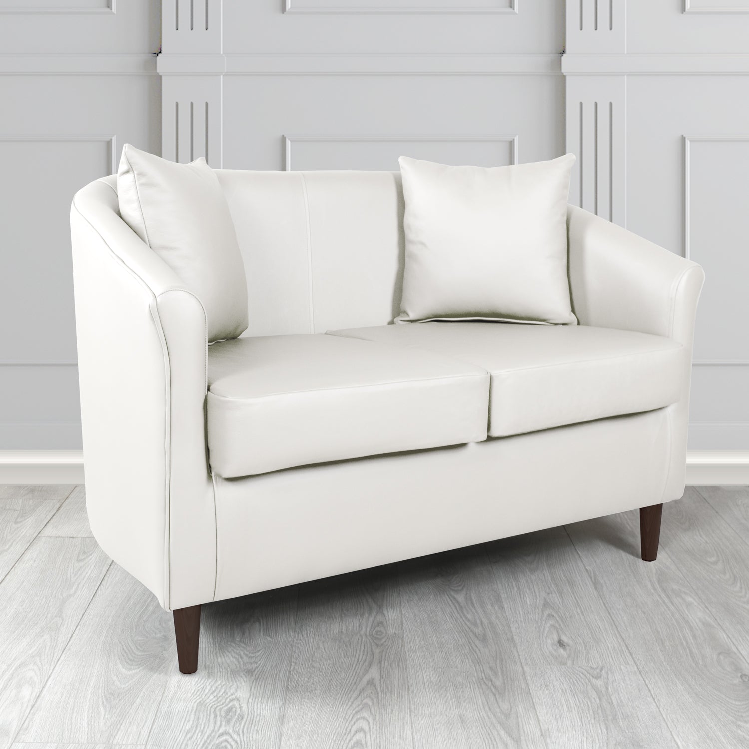 St Tropez 2 Seater Tub Sofa in Madrid White Faux Leather - The Tub Chair Shop