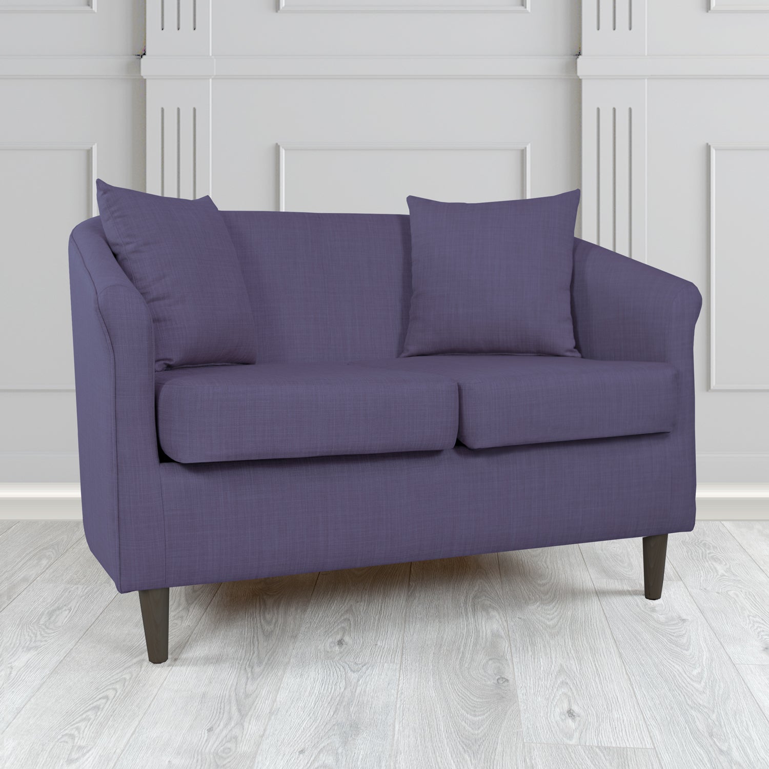 St Tropez 2 Seater Tub Sofa in Charles Plain Linen Fabric with Scatter Cushions