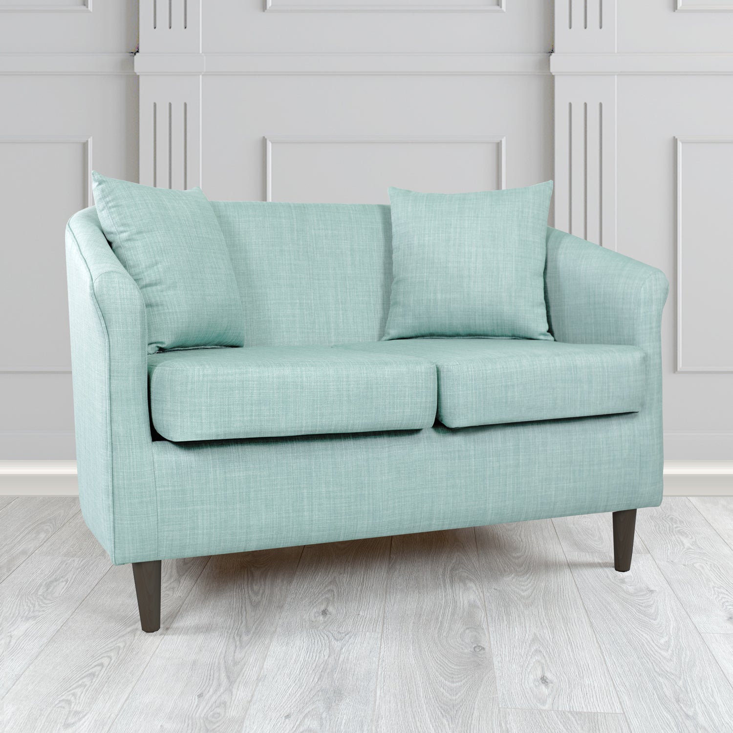 St Tropez 2 Seater Tub Sofa in Charles Plain Linen Fabric with Scatter Cushions