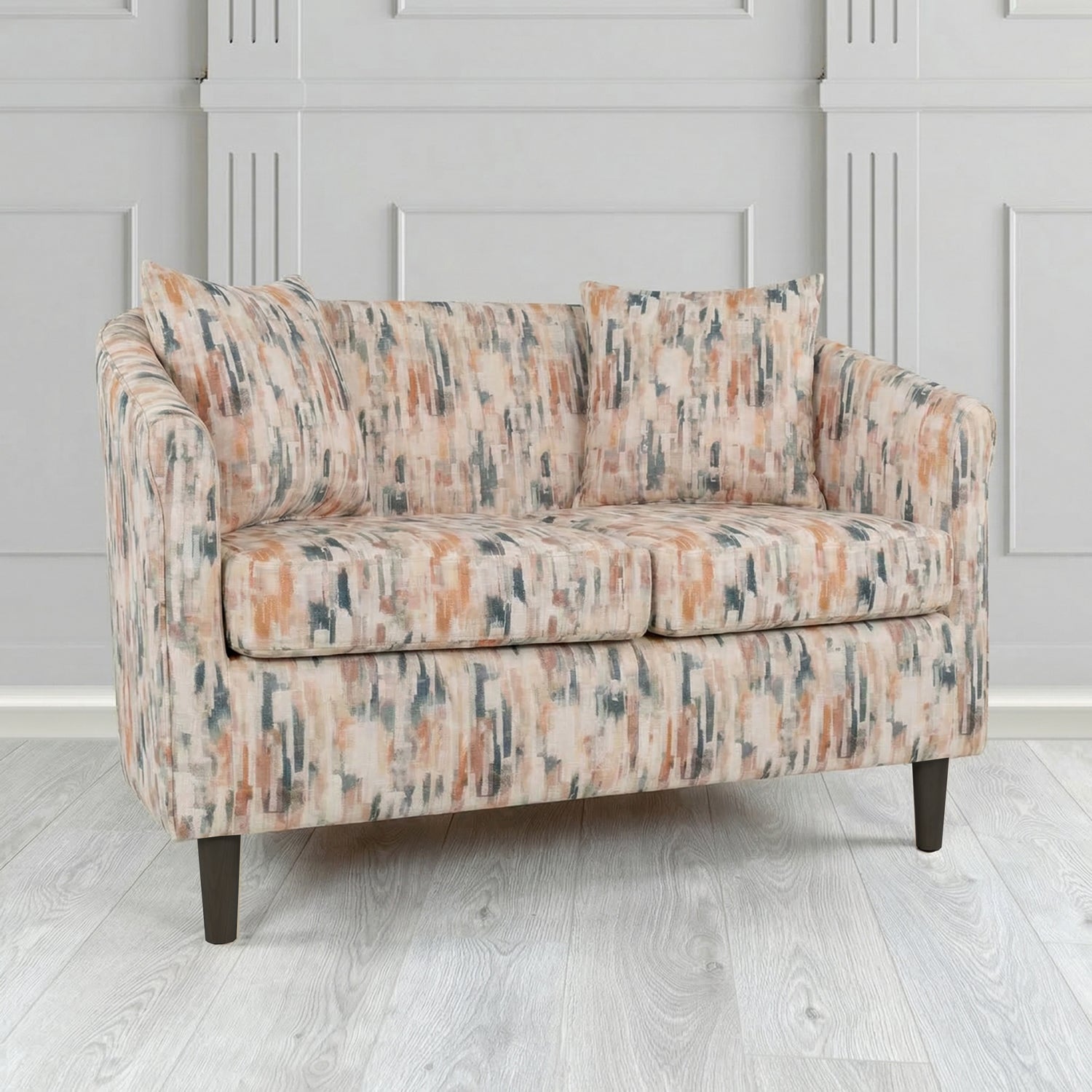 St Tropez 2 Seater Tub Sofa in Fryett's Aura Abstract Pattern Fabric with Scatter Cushion