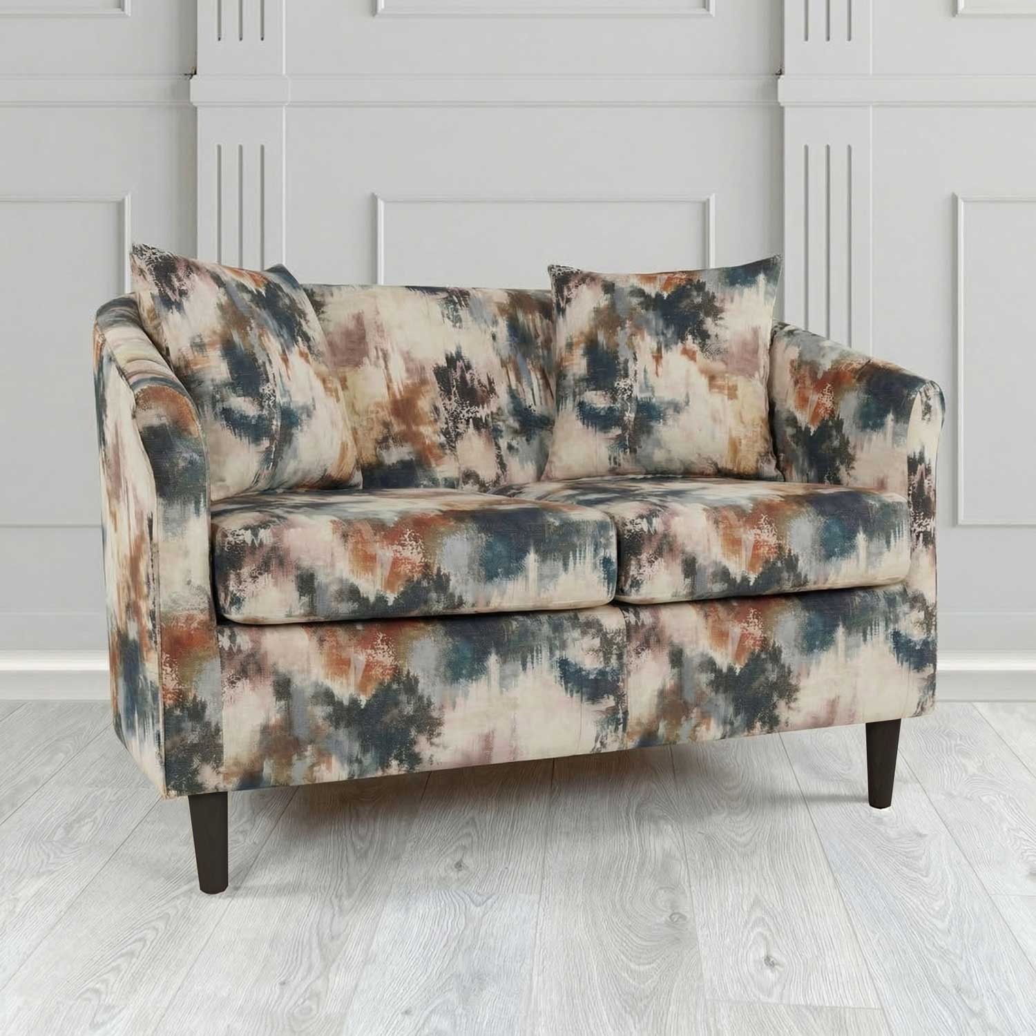 St Tropez 2 Seater Tub Sofa in Fryett's Kala Abstract Fabric with Scatter Cushion