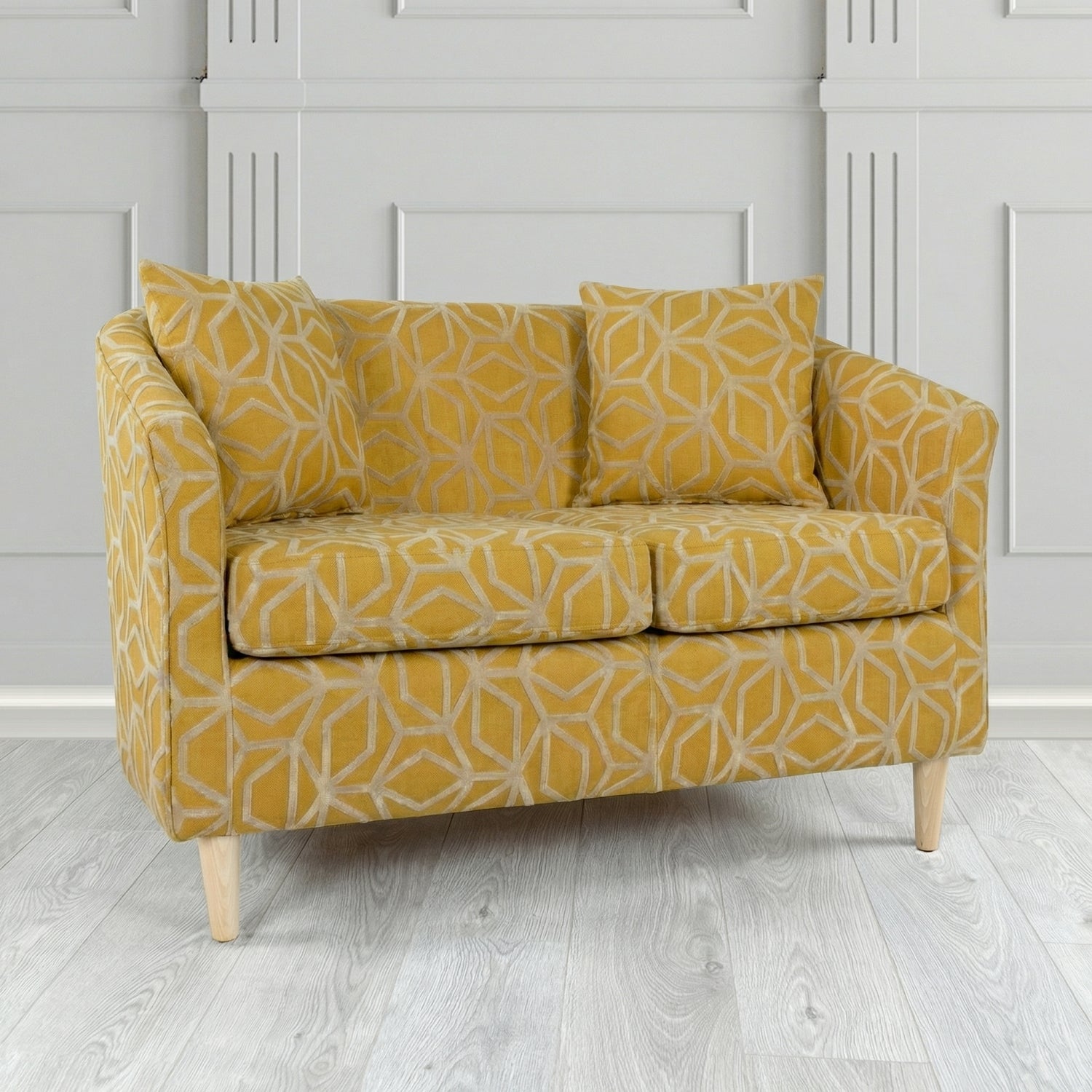St Tropez 2 Seater Tub Sofa in Panaz Fabrics Lexington Corinthia Geometric Crib 5 Velvet Fabric