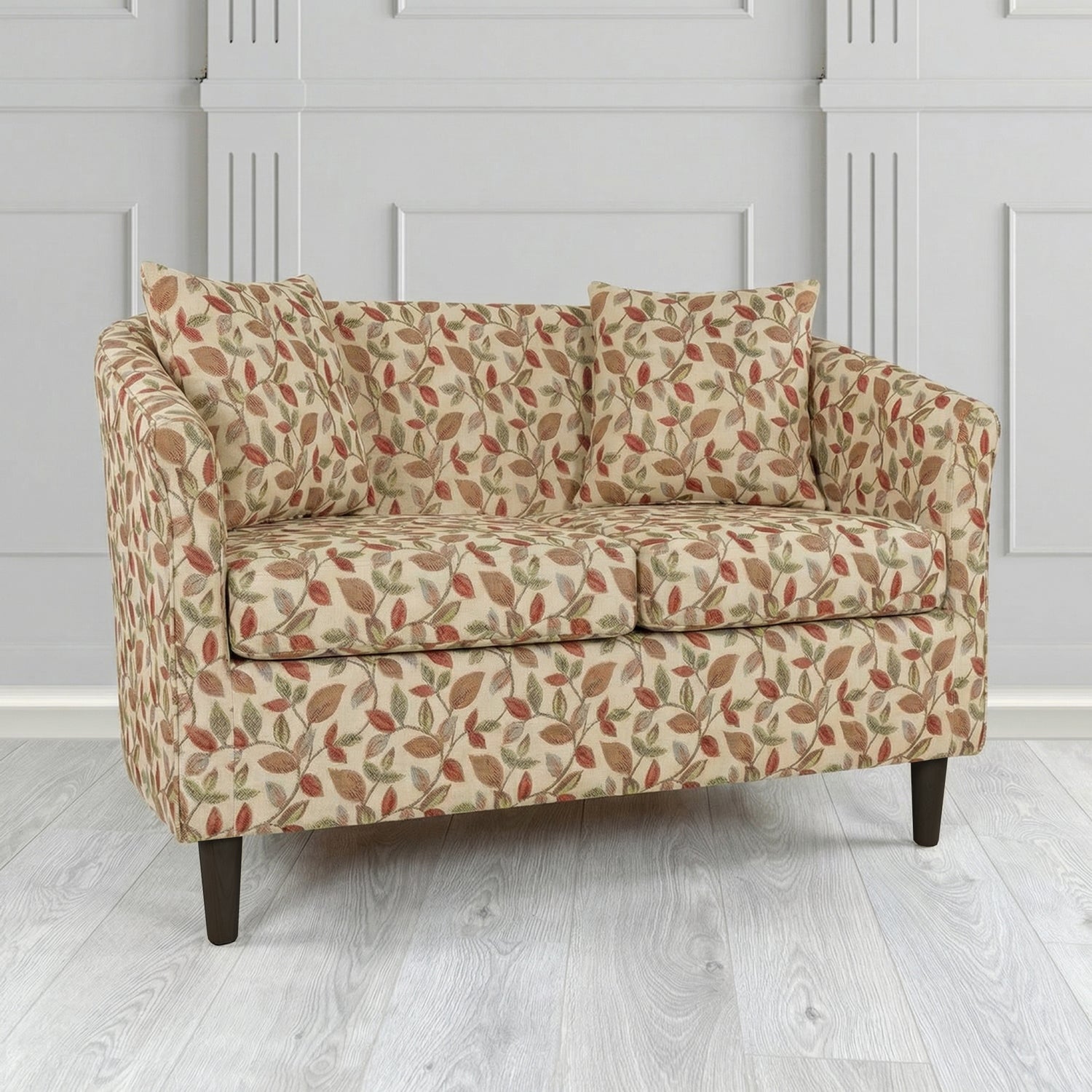 St Tropez 2 Seater Tub Sofa in Porter and Stone Vercelli Floral Fabric with Scatter Cushion