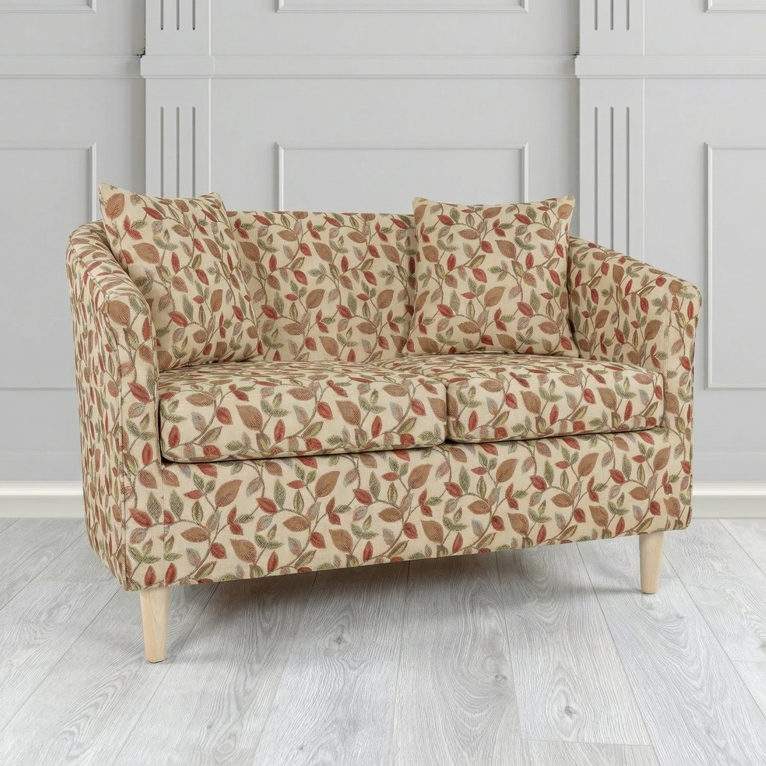 St Tropez 2 Seater Tub Sofa in Porter and Stone Vercelli Floral Fabric with Scatter Cushion