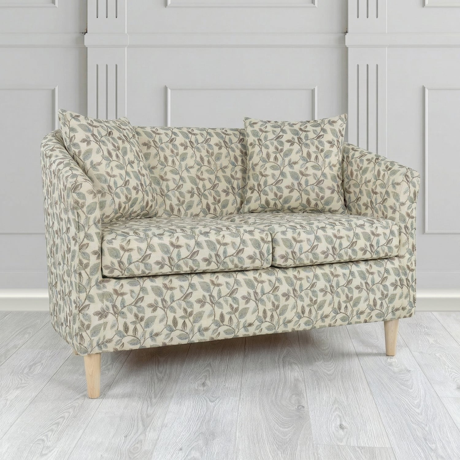 St Tropez 2 Seater Tub Sofa in Porter and Stone Vercelli Floral Fabric with Scatter Cushion