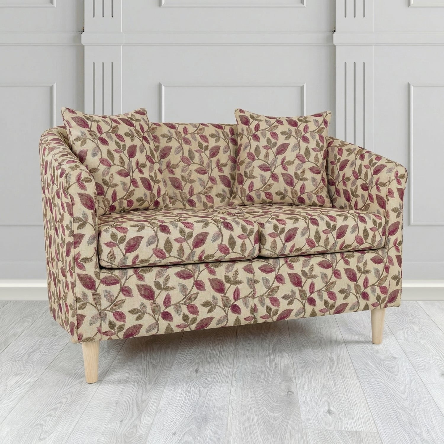 St Tropez 2 Seater Tub Sofa in Porter and Stone Vercelli Floral Fabric with Scatter Cushion
