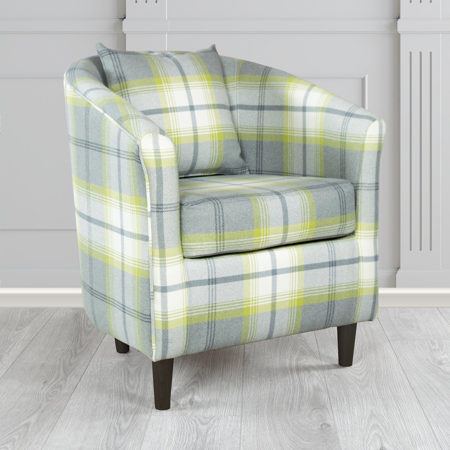 St Tropez Tub Chair in Balmoral Tartan Fabric with Scatter Cushion