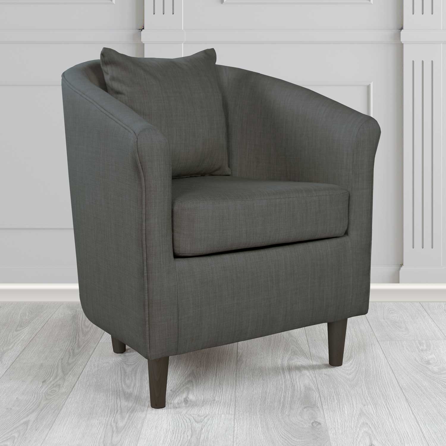St Tropez Tub Chair with Scatter Cushion in Charles Plain Linen Fabric - The Tub Chair Shop