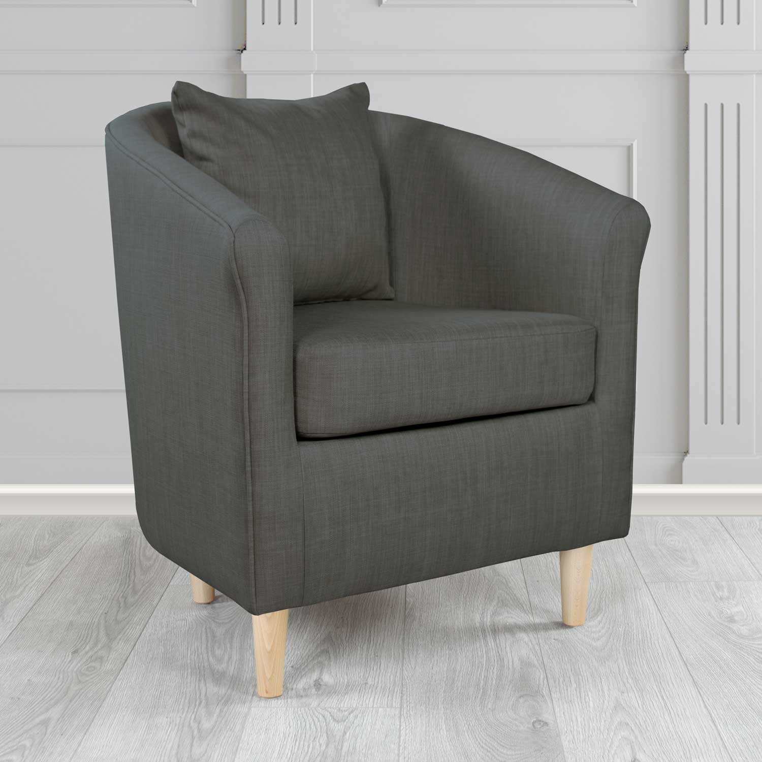 St Tropez Tub Chair with Scatter Cushion in Charles Plain Linen Fabric - The Tub Chair Shop