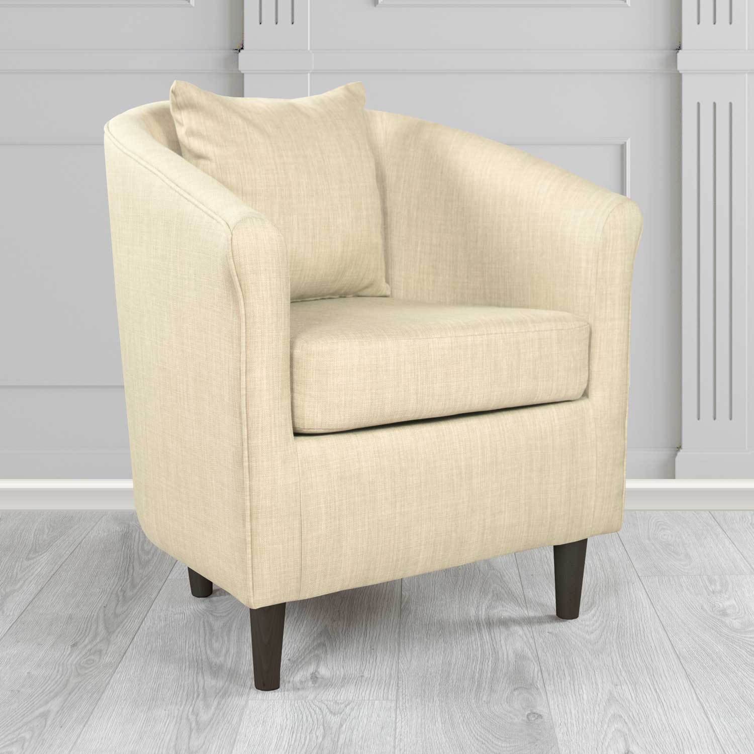 St Tropez Tub Chair with Scatter Cushion in Charles Plain Linen Fabric - The Tub Chair Shop