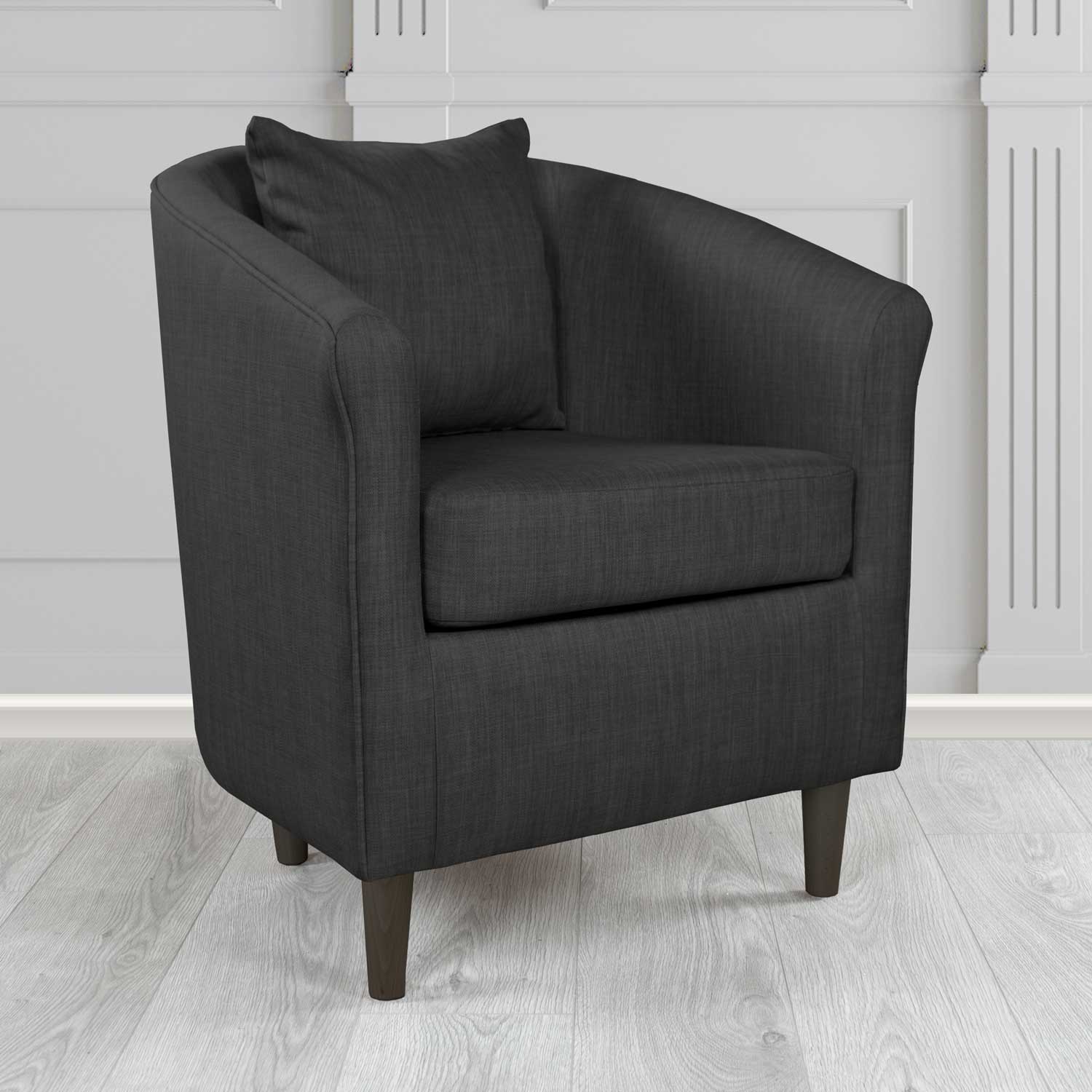 St Tropez Tub Chair with Scatter Cushion in Charles Plain Linen Fabric - The Tub Chair Shop
