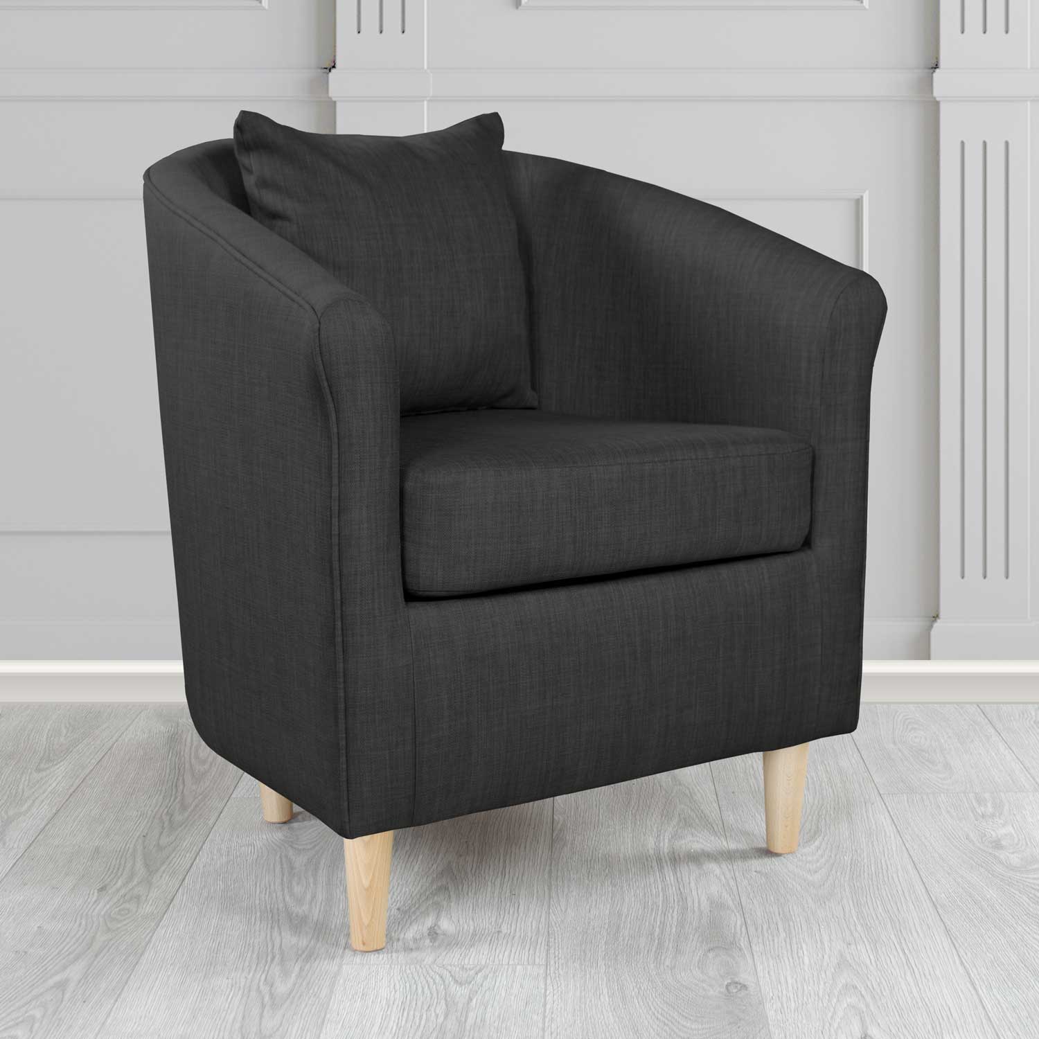 St Tropez Tub Chair with Scatter Cushion in Charles Plain Linen Fabric - The Tub Chair Shop