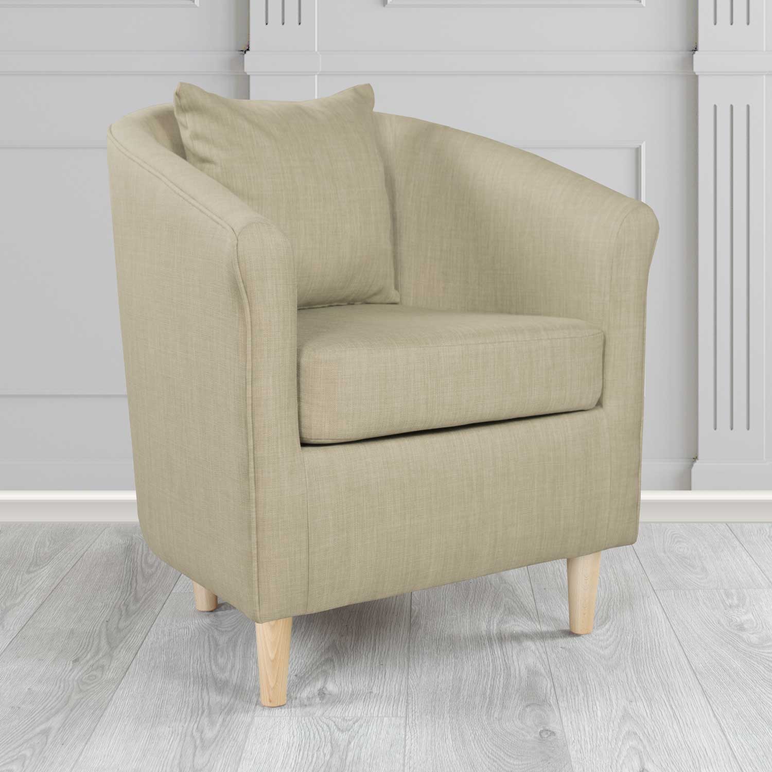 St Tropez Tub Chair with Scatter Cushion in Charles Plain Linen Fabric