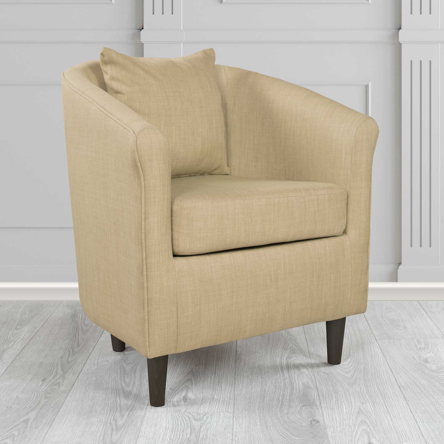 St Tropez Tub Chair with Scatter Cushion in Charles Plain Linen Fabric