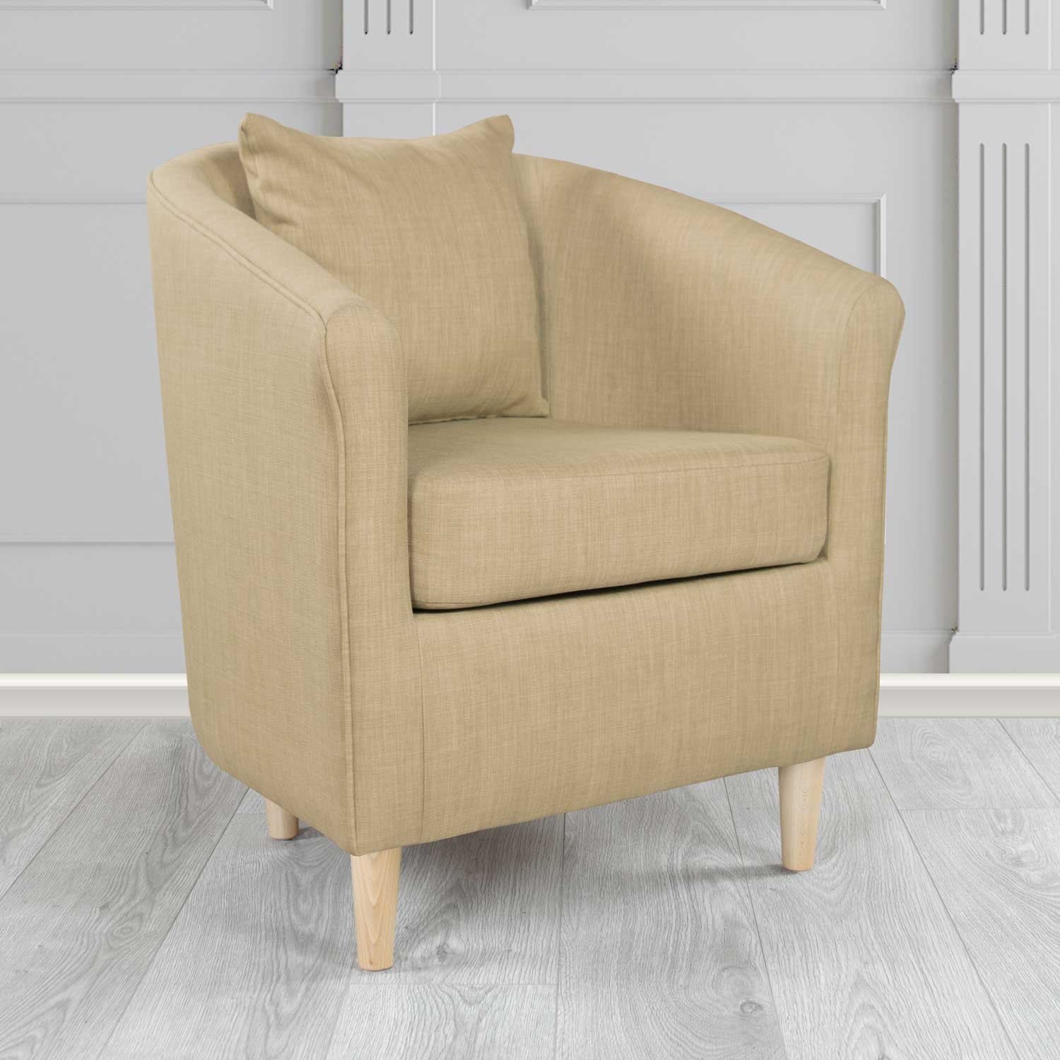 St Tropez Tub Chair with Scatter Cushion in Charles Plain Linen Fabric
