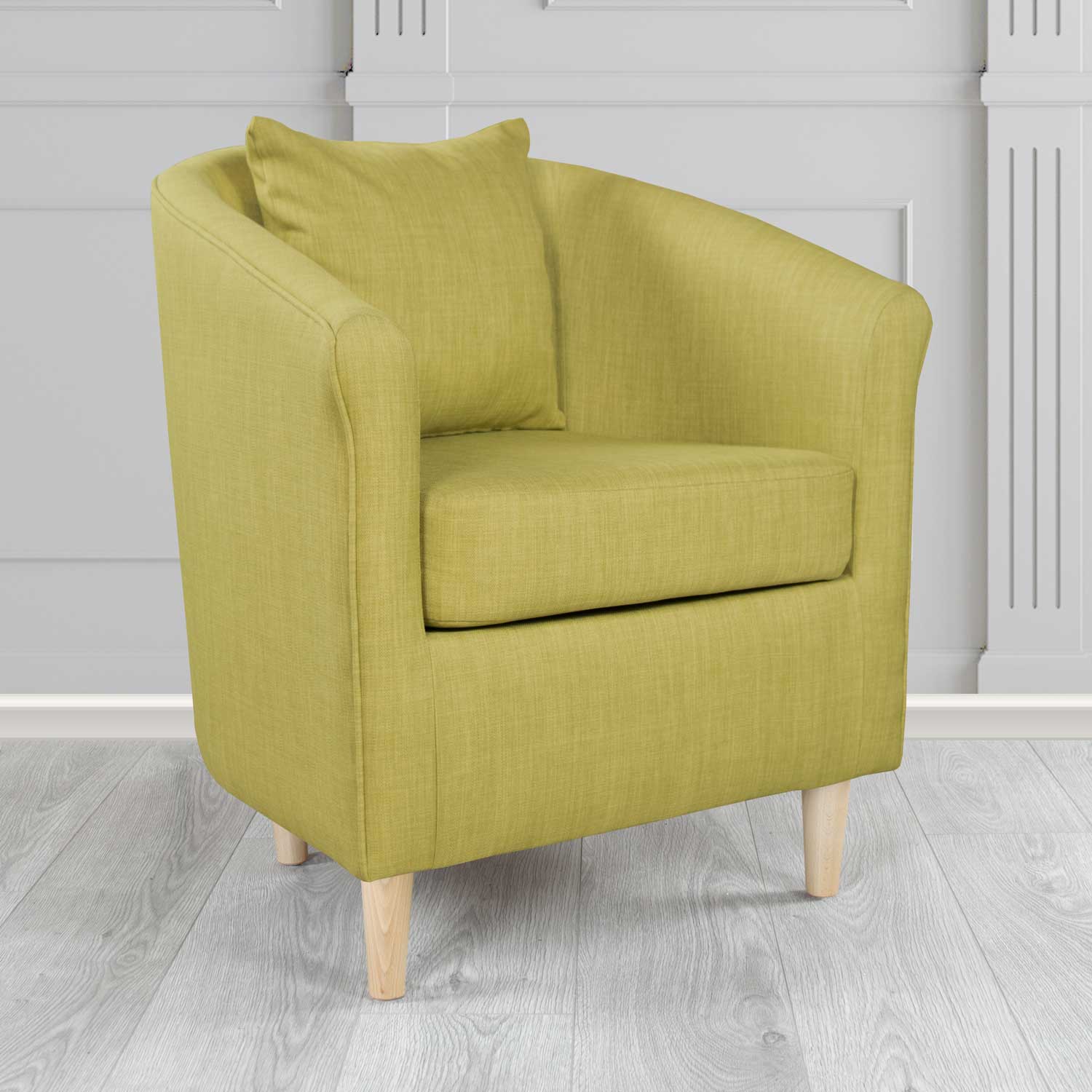 St Tropez Tub Chair with Scatter Cushion in Charles Plain Linen Fabric