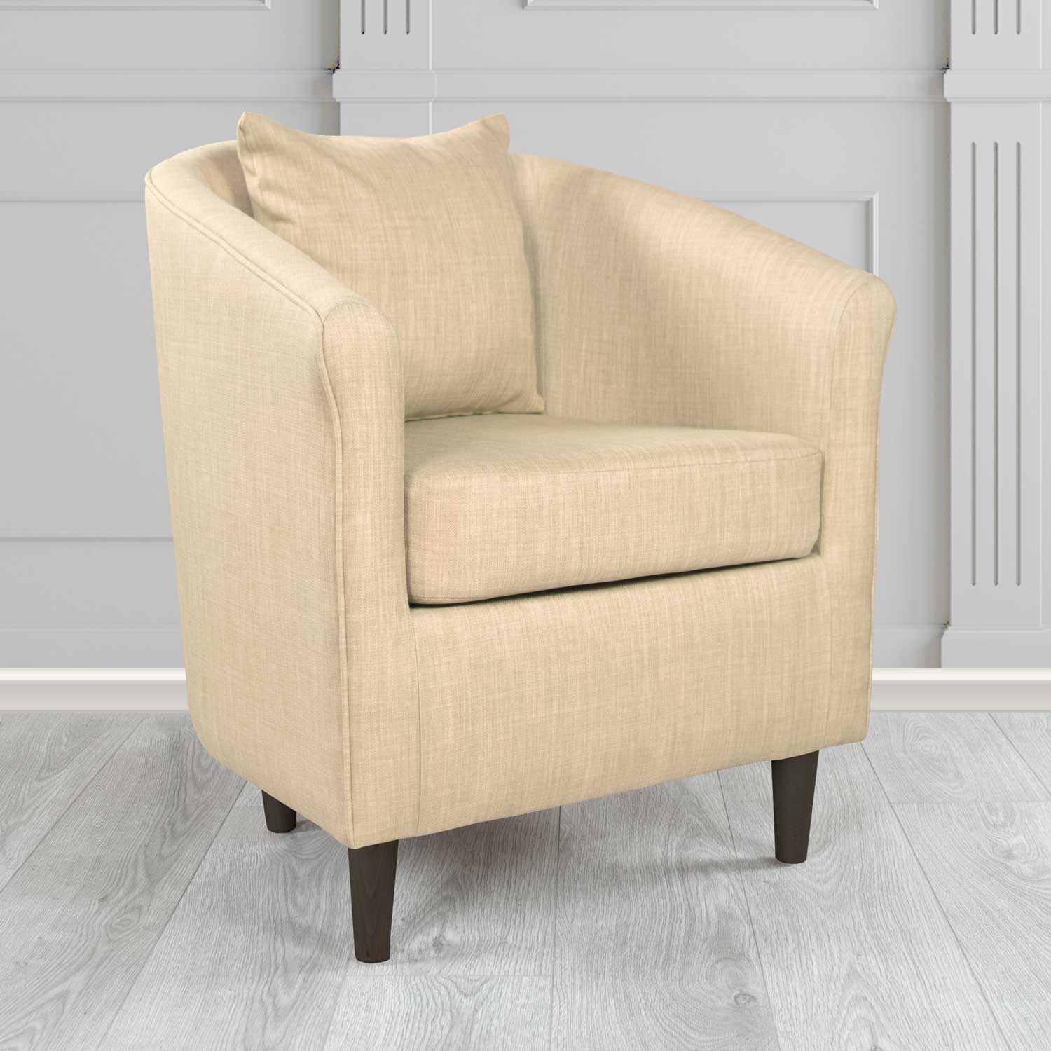 St Tropez Tub Chair with Scatter Cushion in Charles Plain Linen Fabric