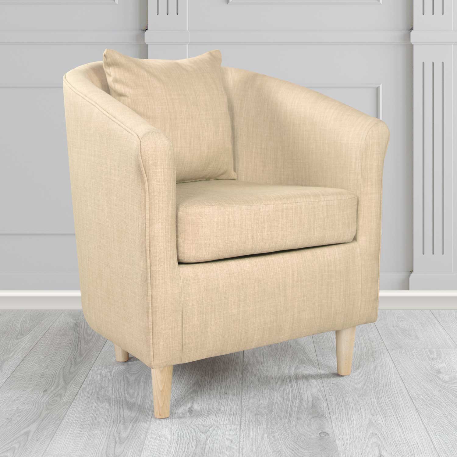 St Tropez Tub Chair with Scatter Cushion in Charles Plain Linen Fabric