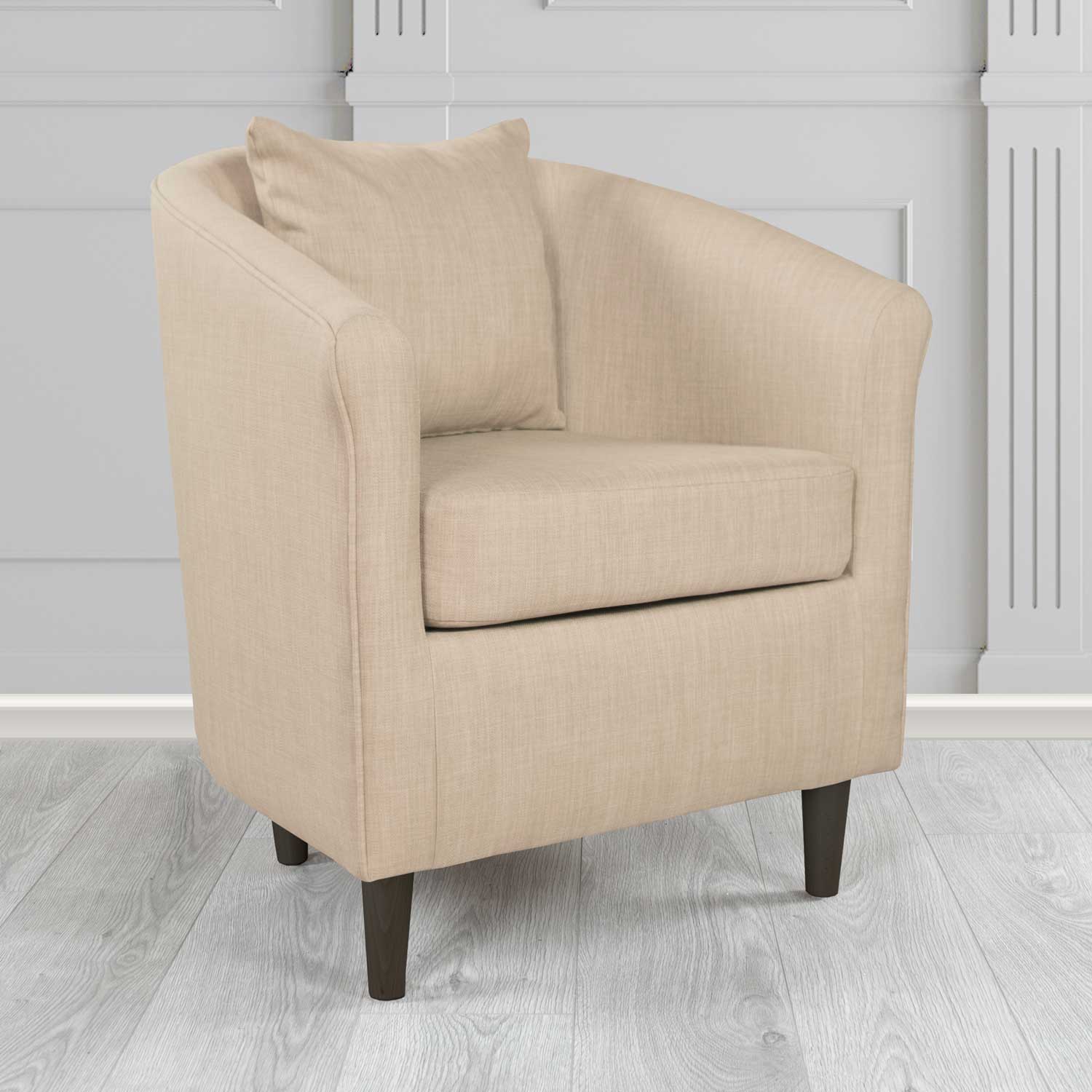 St Tropez Tub Chair with Scatter Cushion in Charles Plain Linen Fabric