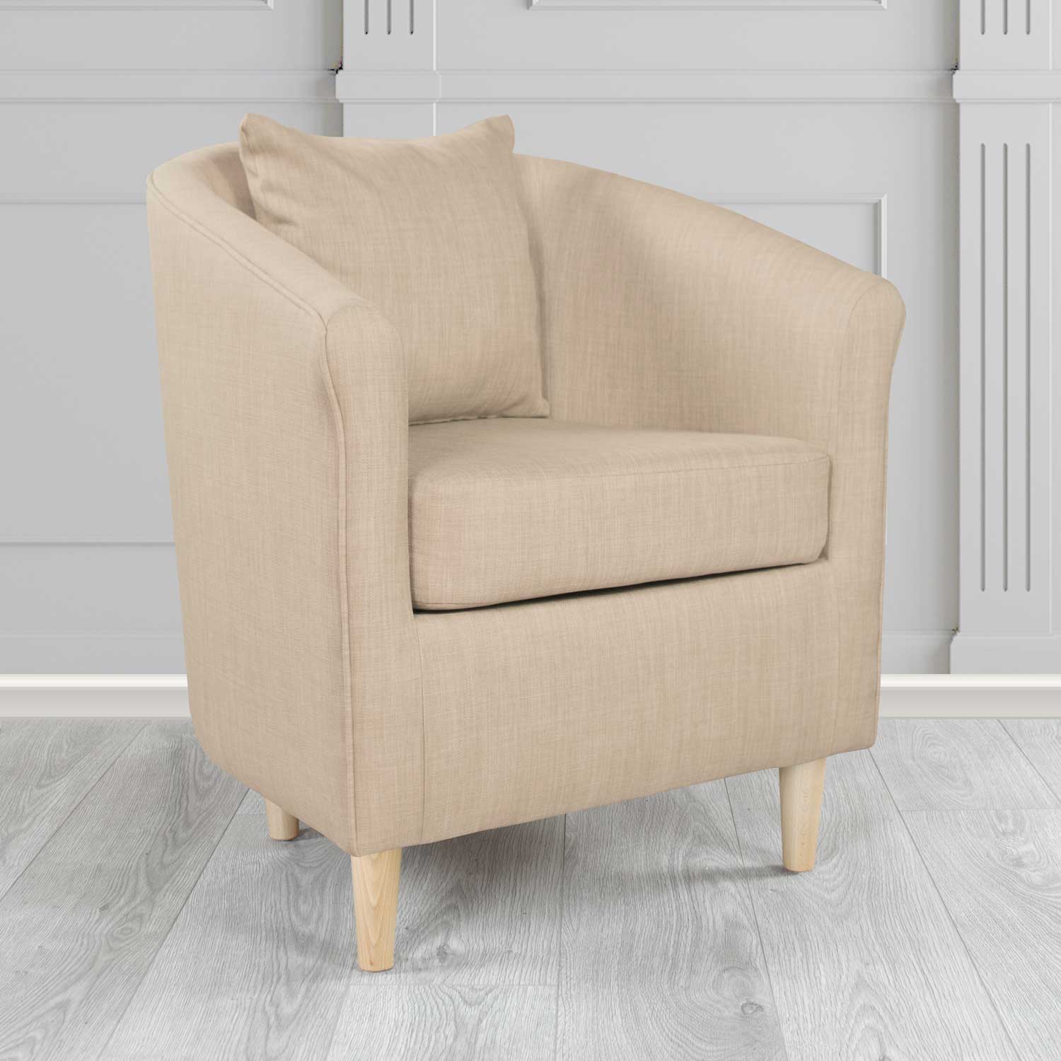 St Tropez Tub Chair with Scatter Cushion in Charles Plain Linen Fabric