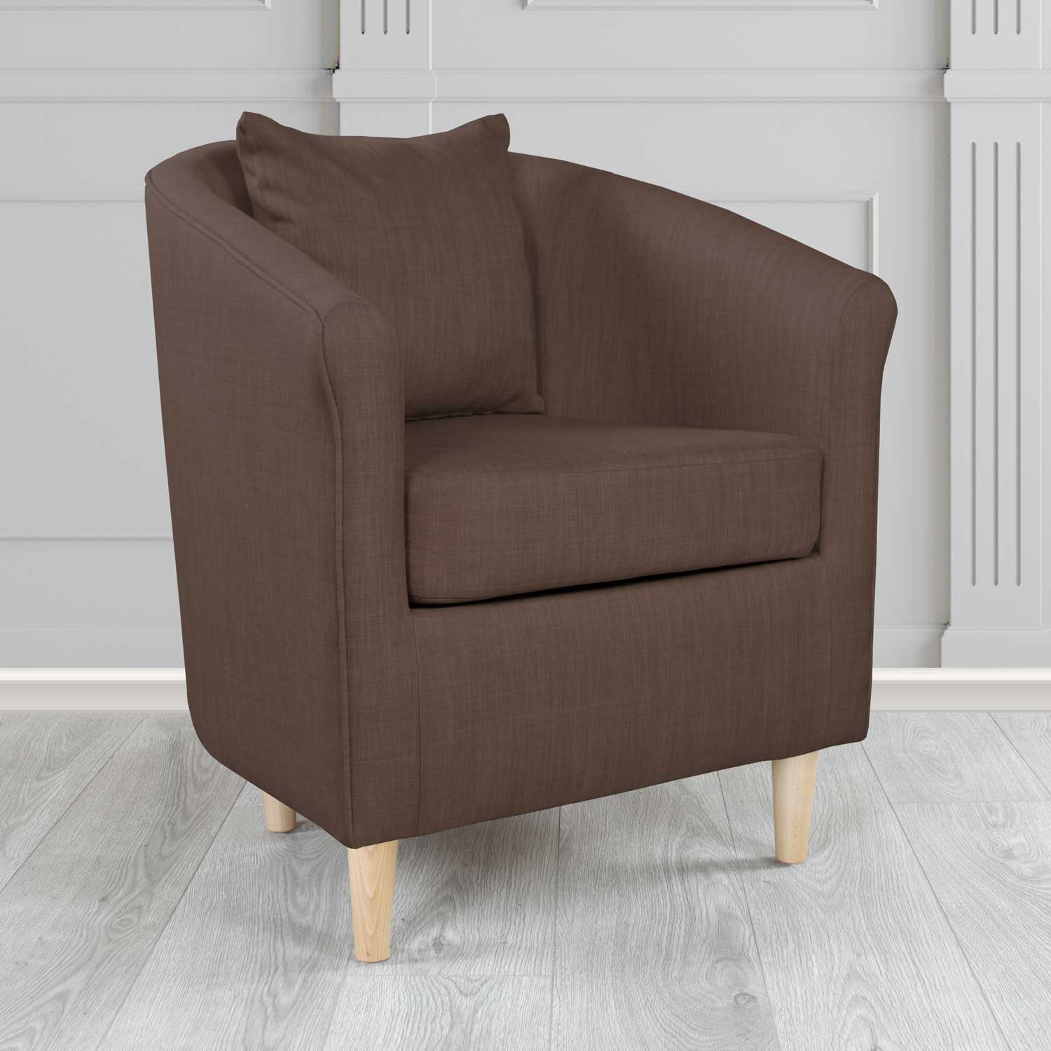 St Tropez Tub Chair with Scatter Cushion in Charles Plain Linen Fabric