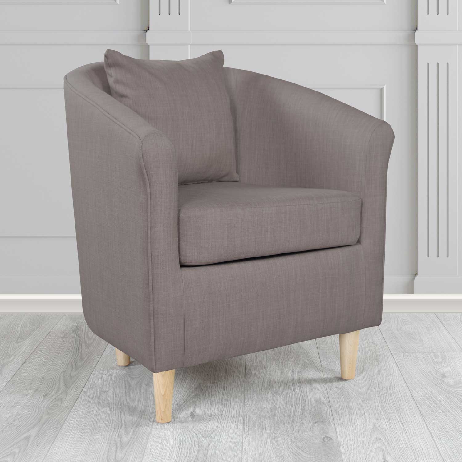 St Tropez Tub Chair with Scatter Cushion in Charles Plain Linen Fabric