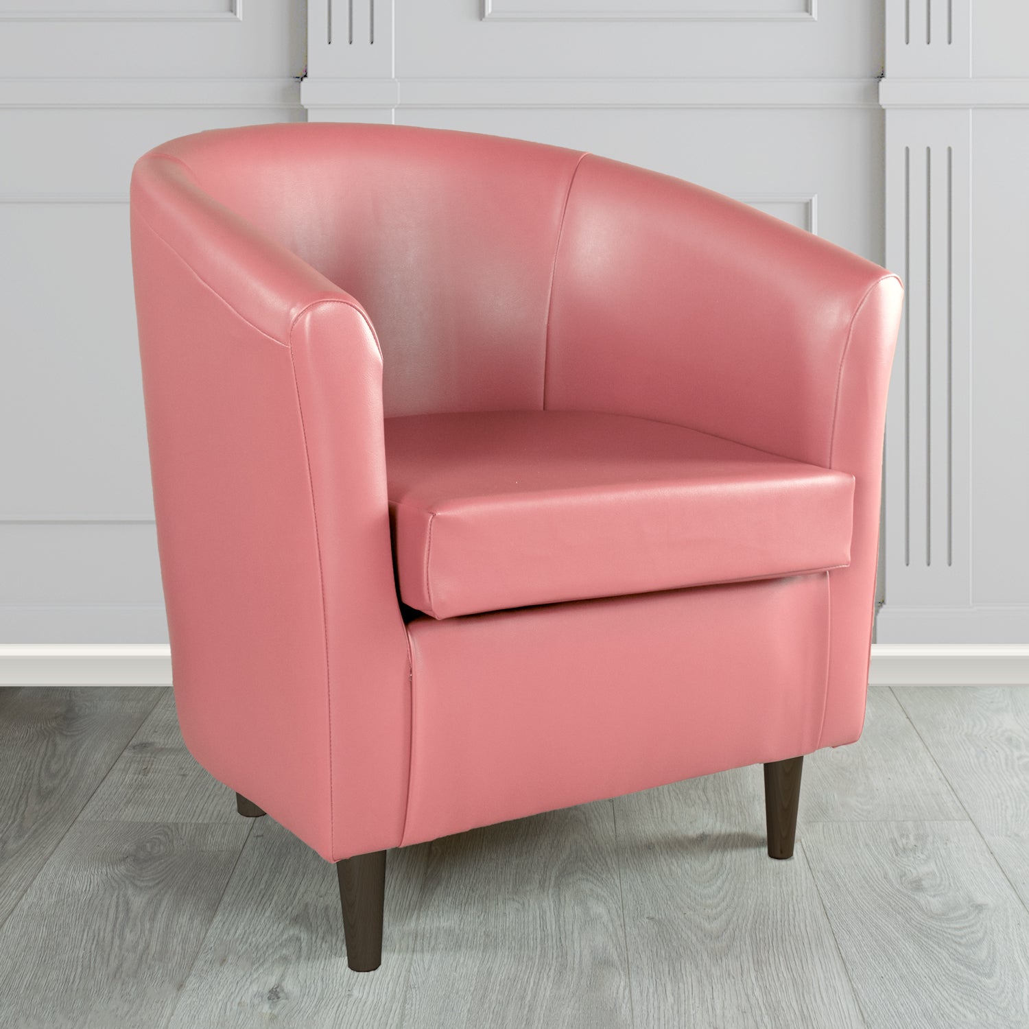 St Tropez Tub Chair in Just Colour Crib 5 Faux Leather with Dark Wood Legs