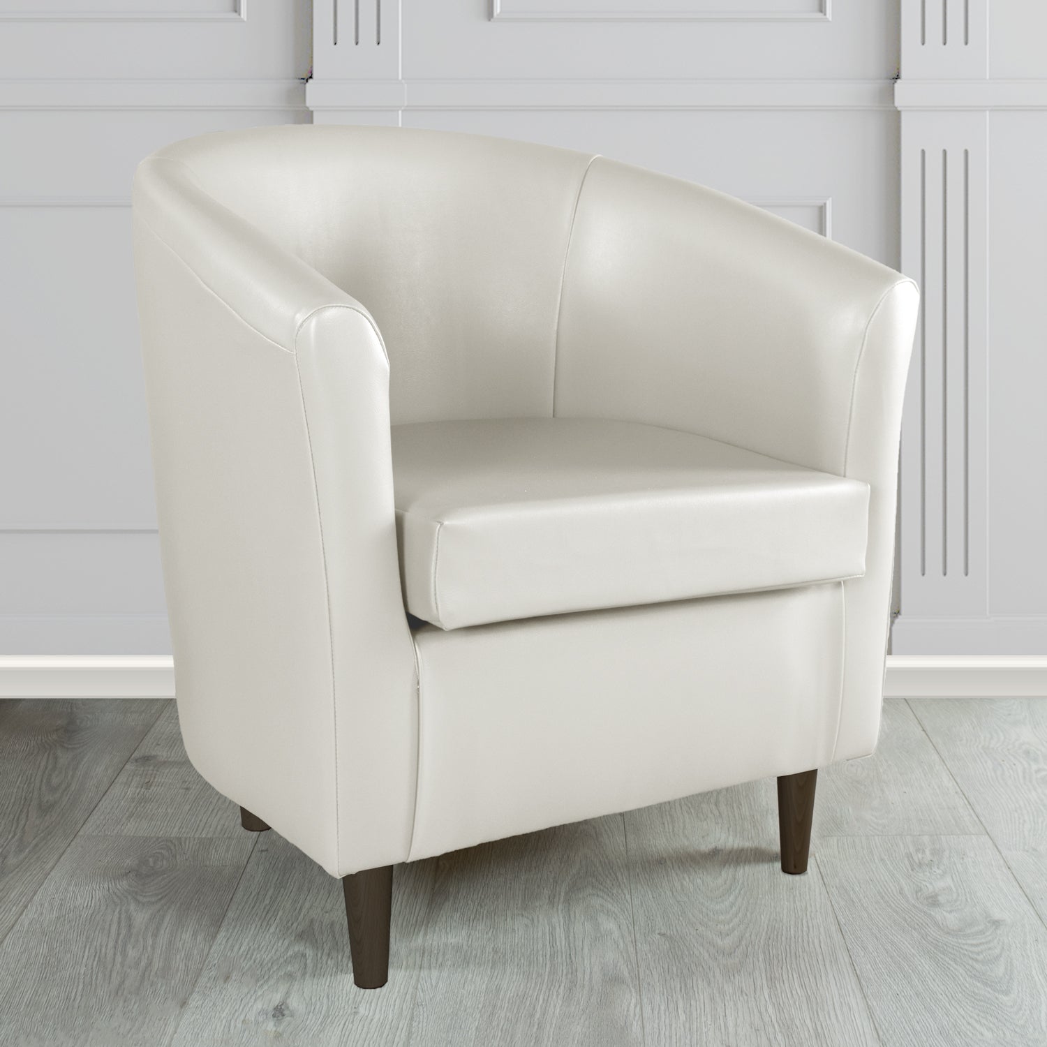 St Tropez Tub Chair in Just Colour Crib 5 Faux Leather with Dark Wood Legs