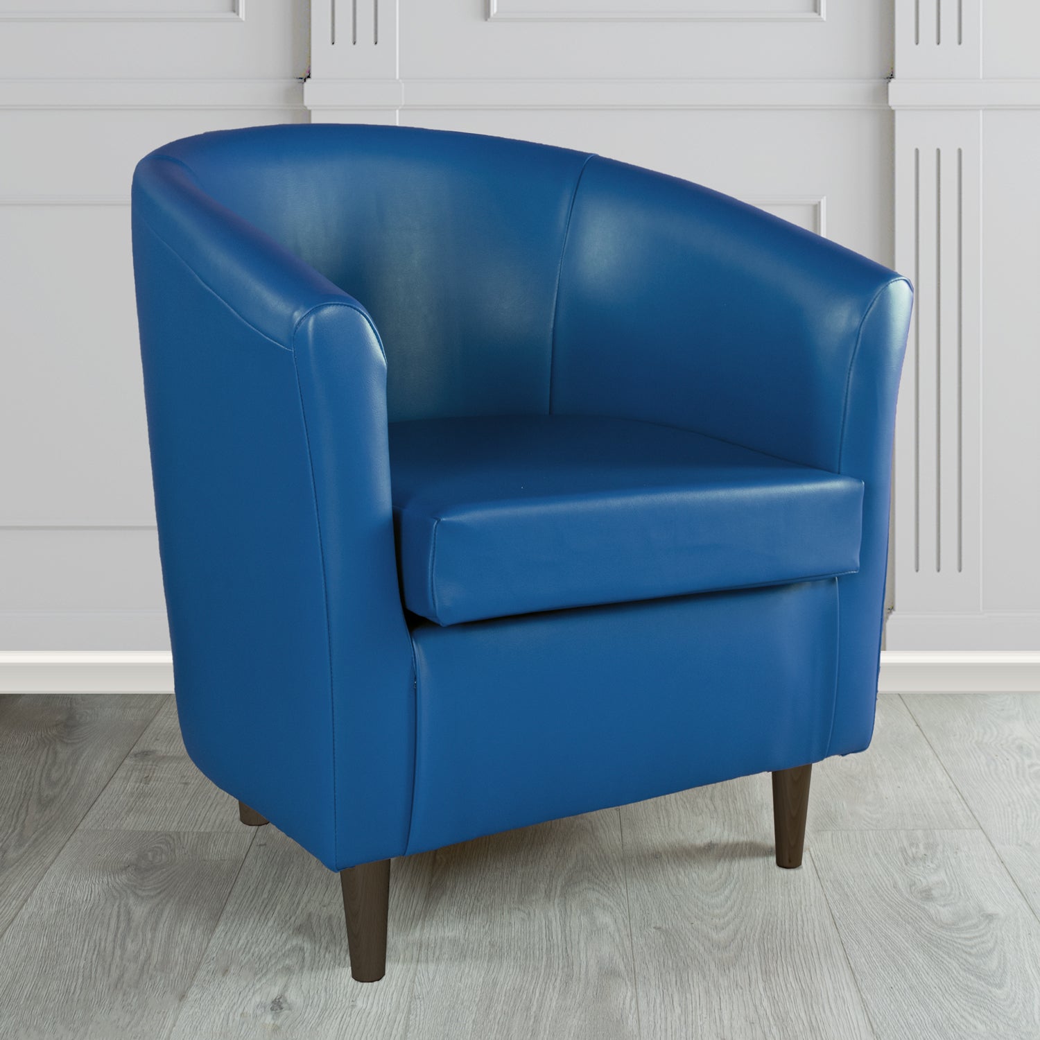 St Tropez Tub Chair in Just Colour Crib 5 Faux Leather with Dark Wood Legs