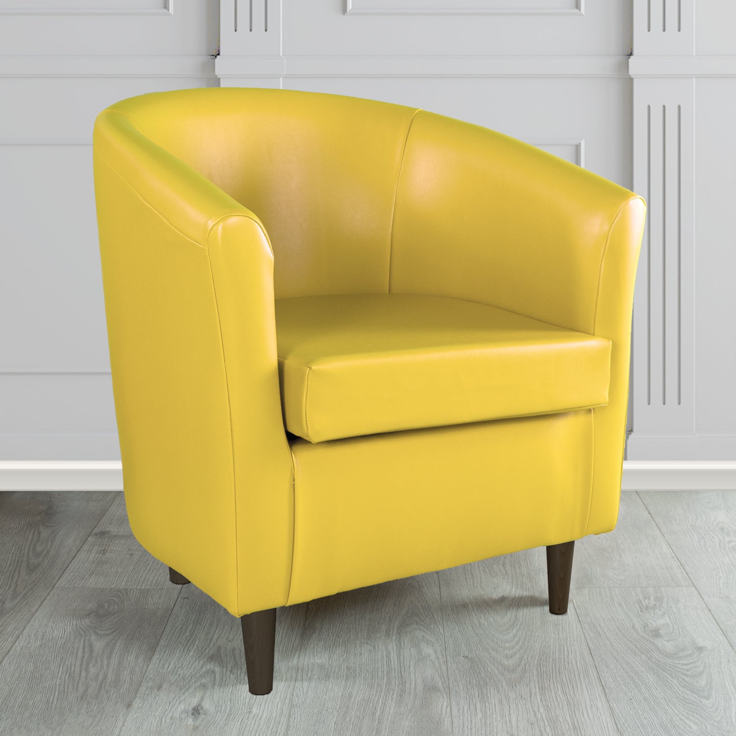 St Tropez Tub Chair in Just Colour Crib 5 Faux Leather with Dark Wood Legs