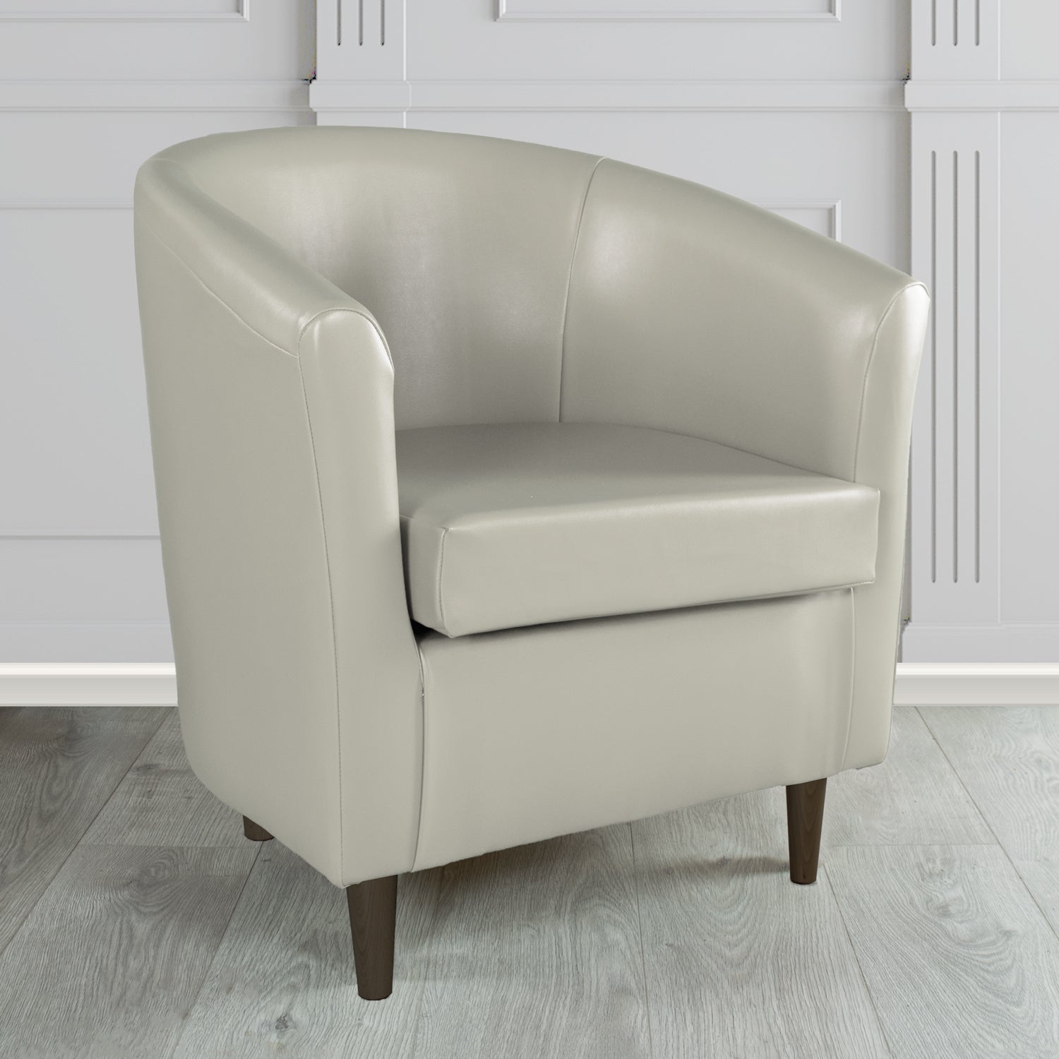 St Tropez Tub Chair in Just Colour Crib 5 Faux Leather with Dark Wood Legs