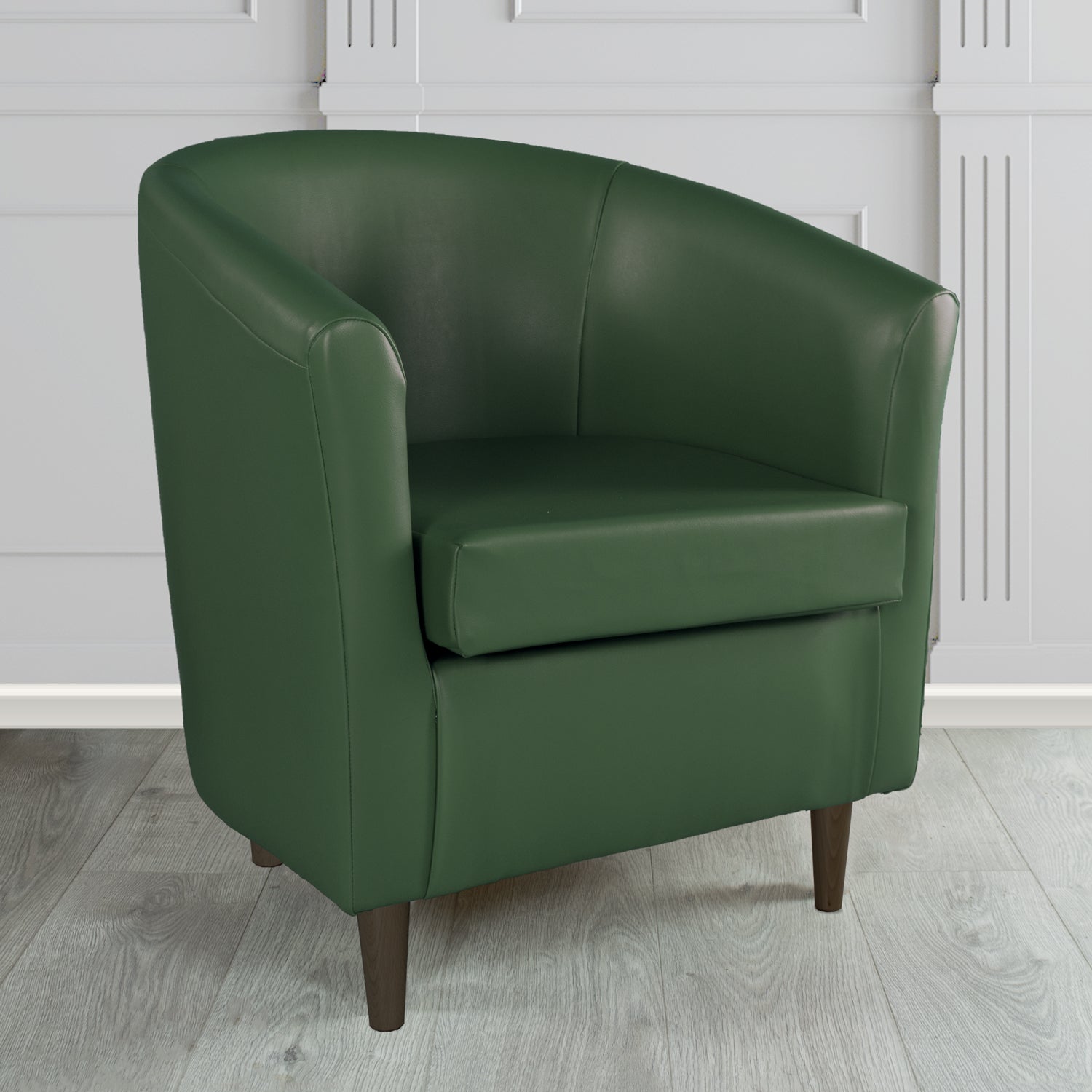 St Tropez Tub Chair in Just Colour Crib 5 Faux Leather with Dark Wood Legs