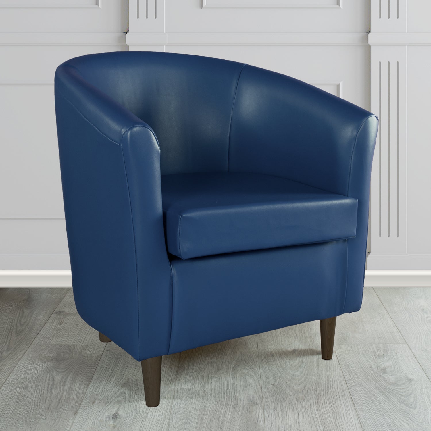 St Tropez Tub Chair in Just Colour Crib 5 Faux Leather with Dark Wood Legs