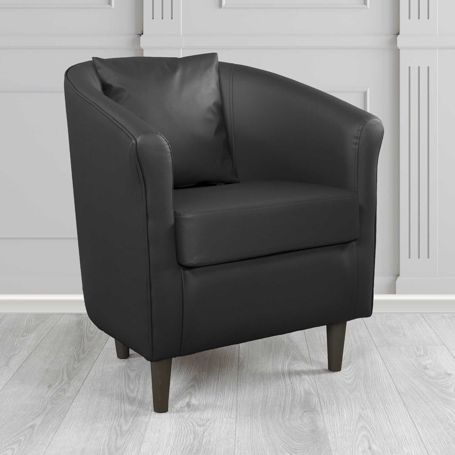 St Tropez Tub Chair with Scatter Cushion in Madrid Faux Leather - The Tub Chair Shop