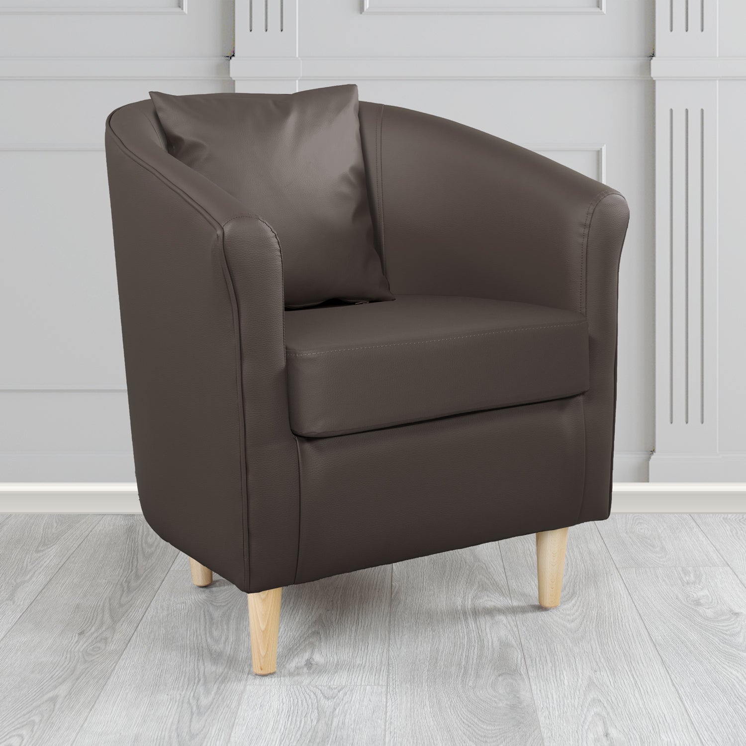 St Tropez Tub Chair with Scatter Cushion in Madrid Faux Leather - The Tub Chair Shop