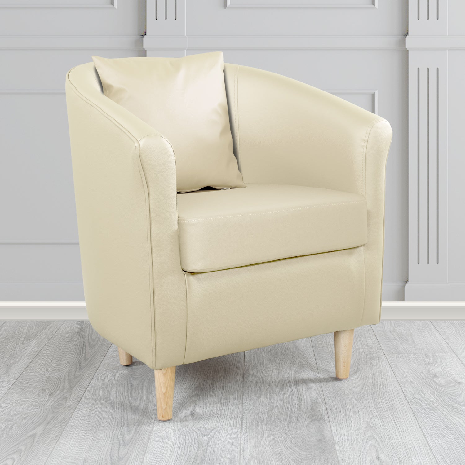 St Tropez Tub Chair with Scatter Cushion in Madrid Faux Leather - The Tub Chair Shop